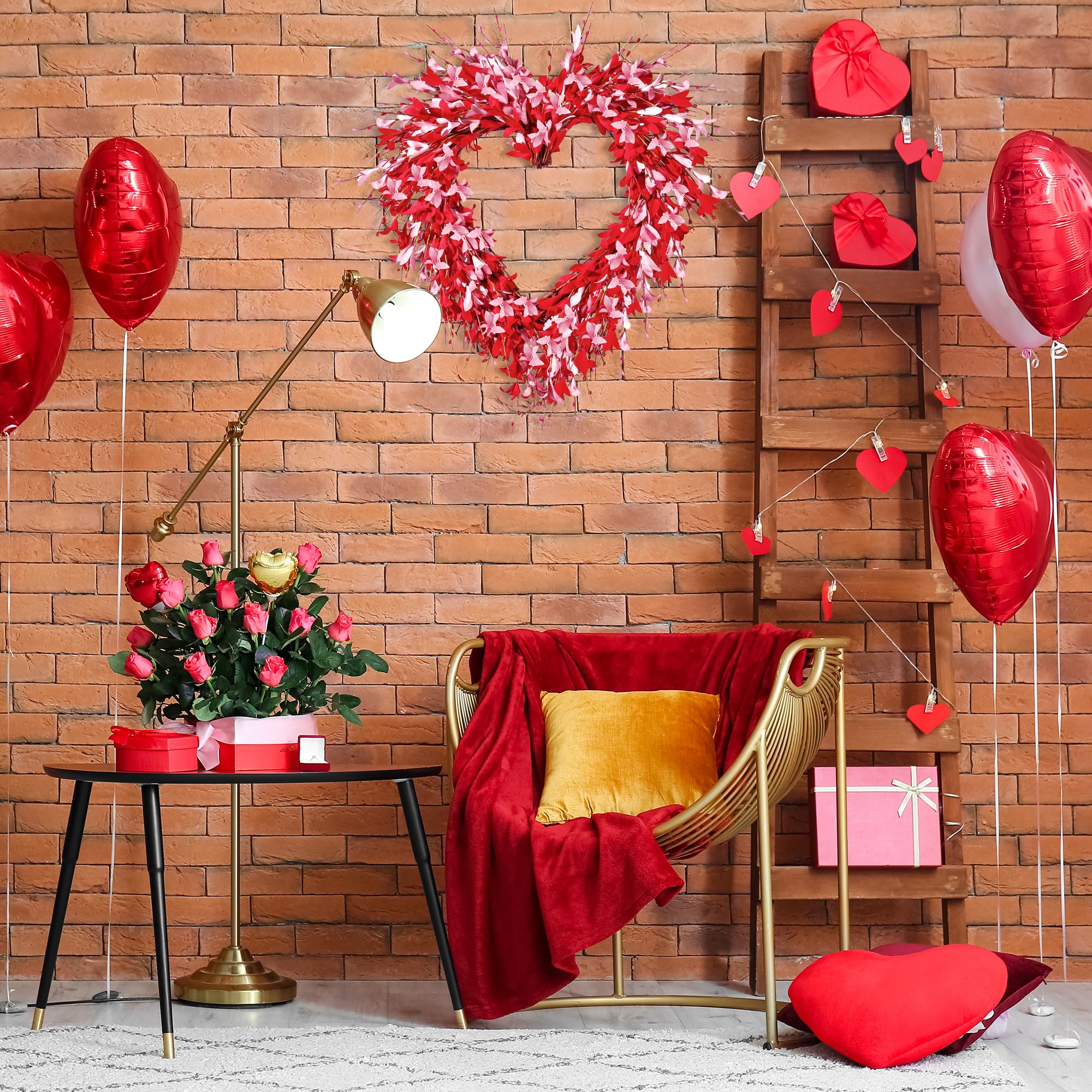 Foto 7 pulgar | Corona Artificial Sggvecsy en Forma de Corazón 48 cm - Venta Internacional