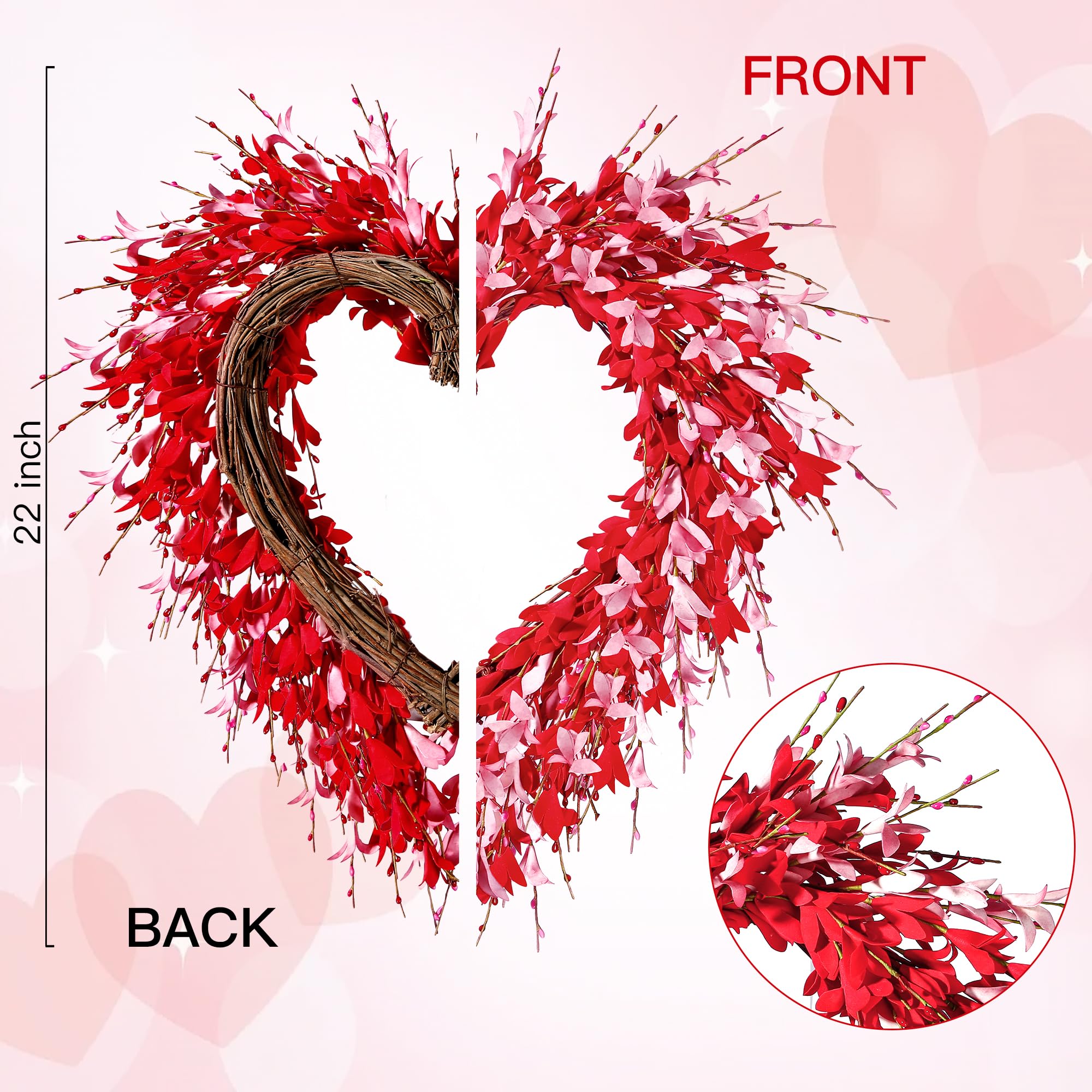 Foto 7 | Corona Artificial Sggvecsy en Forma de Corazón 48 cm - Venta Internacional