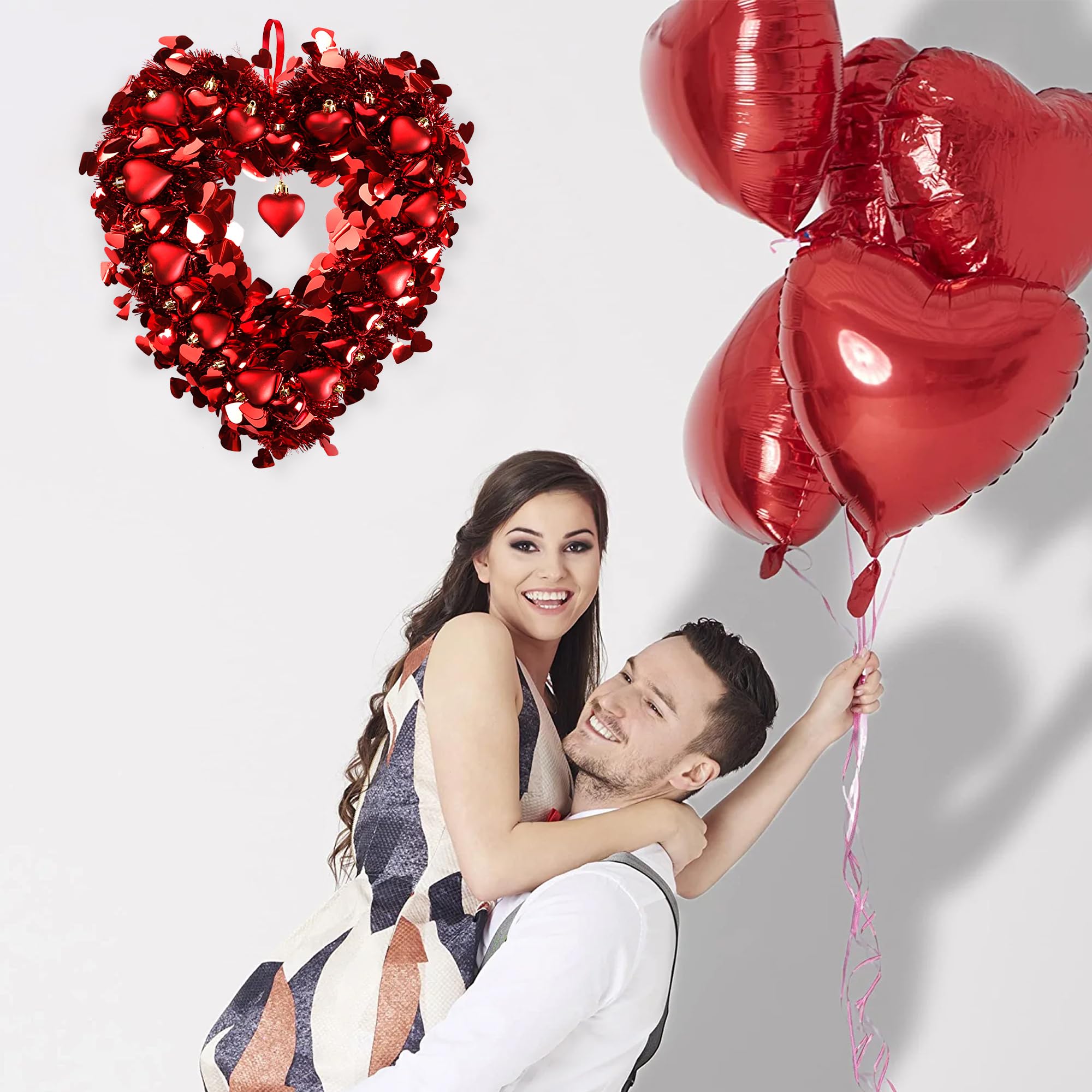 Foto 3 pulgar | Corona Sggvecsy de Oropel en Forma de Corazón 45 cm Rojo - Venta Internacional