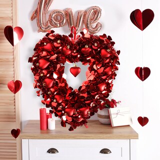 Foto 4 | Corona Sggvecsy de Oropel en Forma de Corazón 45 cm Rojo - Venta Internacional