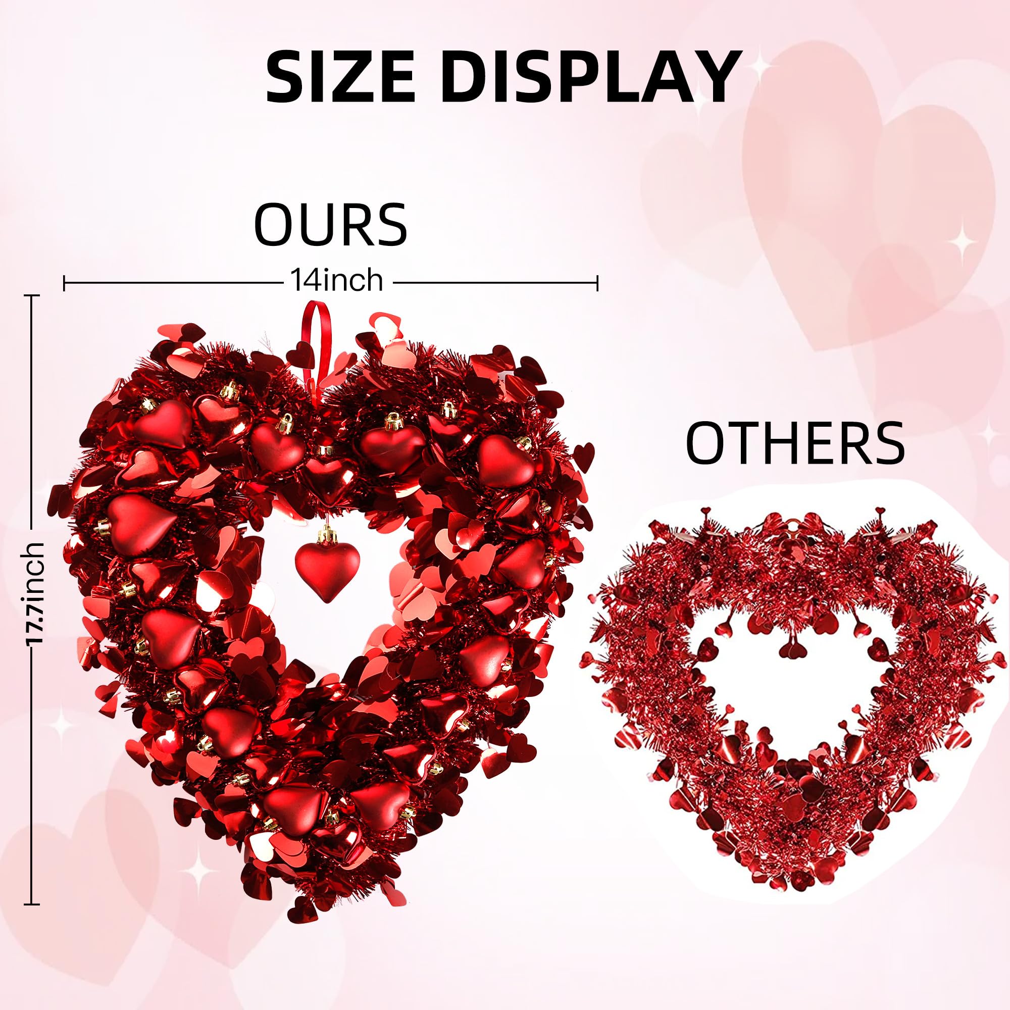 Foto 7 pulgar | Corona Sggvecsy de Oropel en Forma de Corazón 45 cm Rojo - Venta Internacional