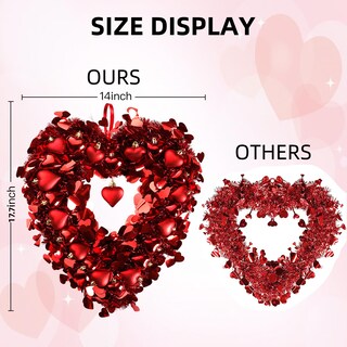 Foto 6 | Corona Sggvecsy de Oropel en Forma de Corazón 45 cm Rojo - Venta Internacional