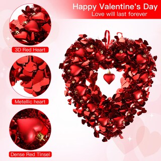 Foto 7 | Corona Sggvecsy de Oropel en Forma de Corazón 45 cm Rojo - Venta Internacional
