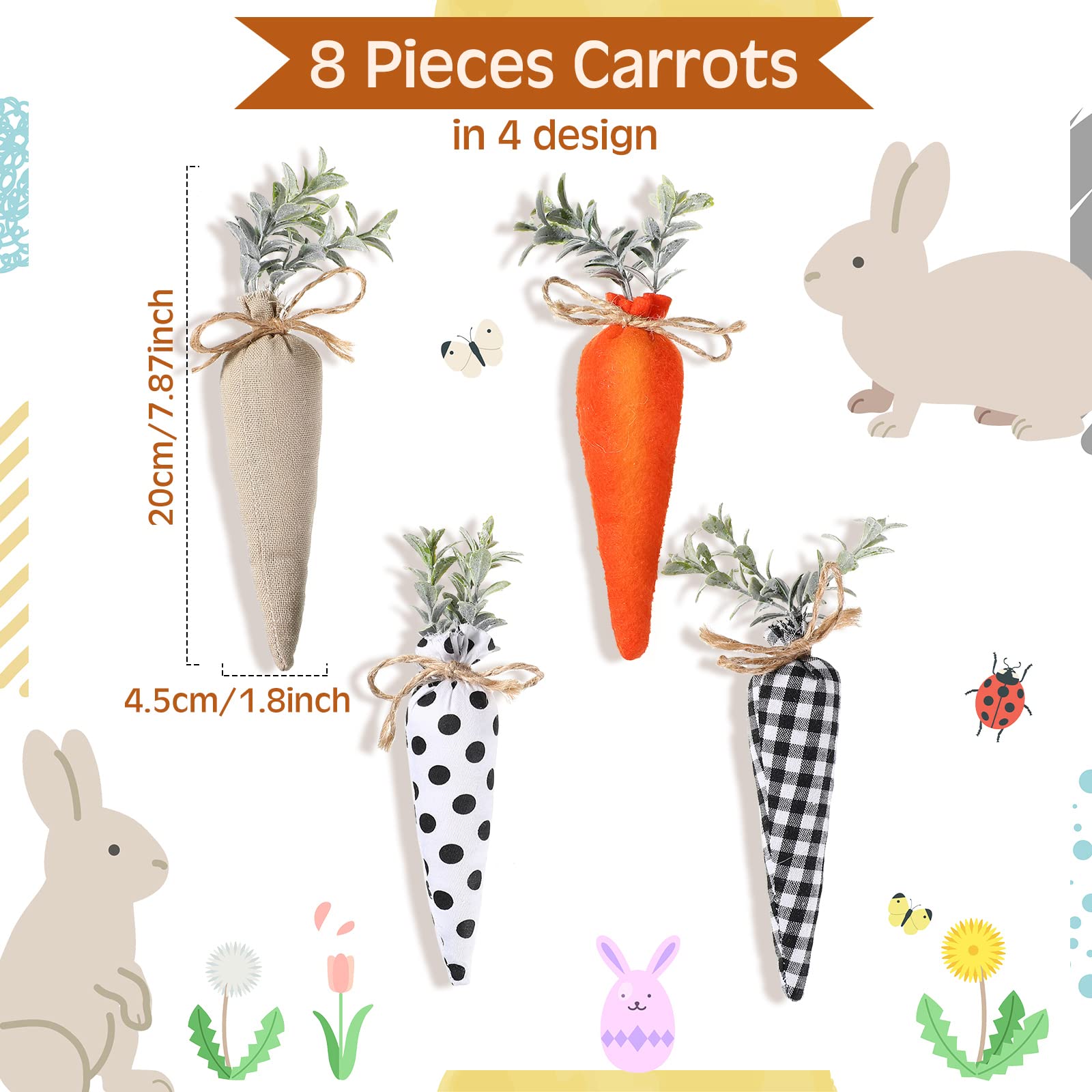 Foto 2 | Juguete Skylety De Tela Con Forma De Zanahoria De Pascua, 8 Piezas, Para Decoración - Venta Internacional.
