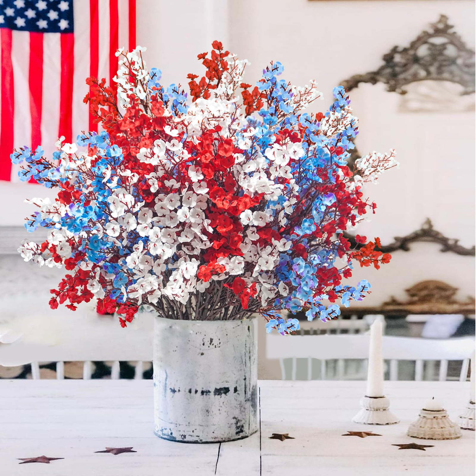 Foto 3 | Flores Artificiales Uieke Patriotic Baby Breath X30 - Venta Internacional.