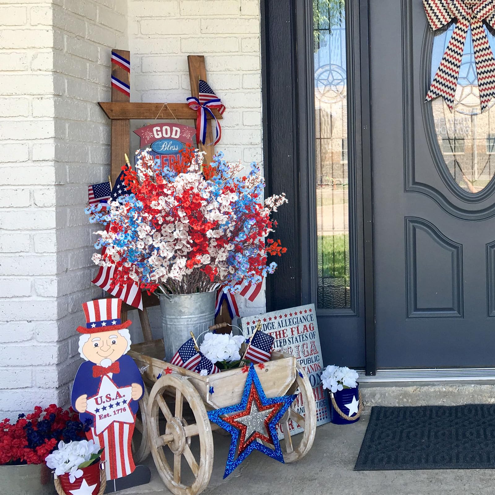 Foto 5 | Flores Artificiales Uieke Patriotic Baby Breath X30 - Venta Internacional.