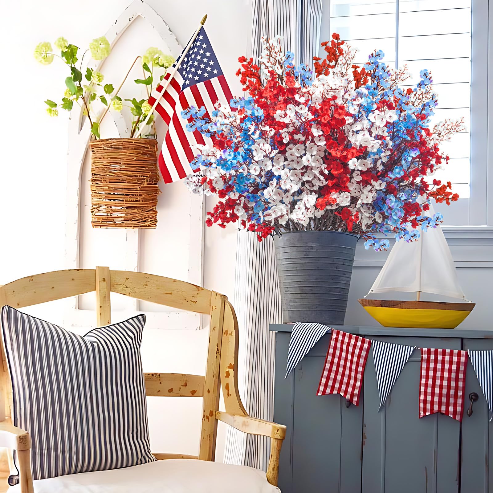 Foto 8 pulgar | Flores Artificiales Uieke Patriotic Baby Breath X30 - Venta Internacional.