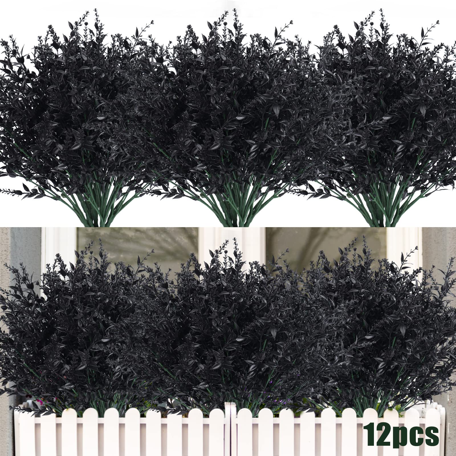 Flores Artificiales Recutms Resistentes A Los Rayos Uv, 12 Paquetes, Color Negro - Venta Internacional. $799