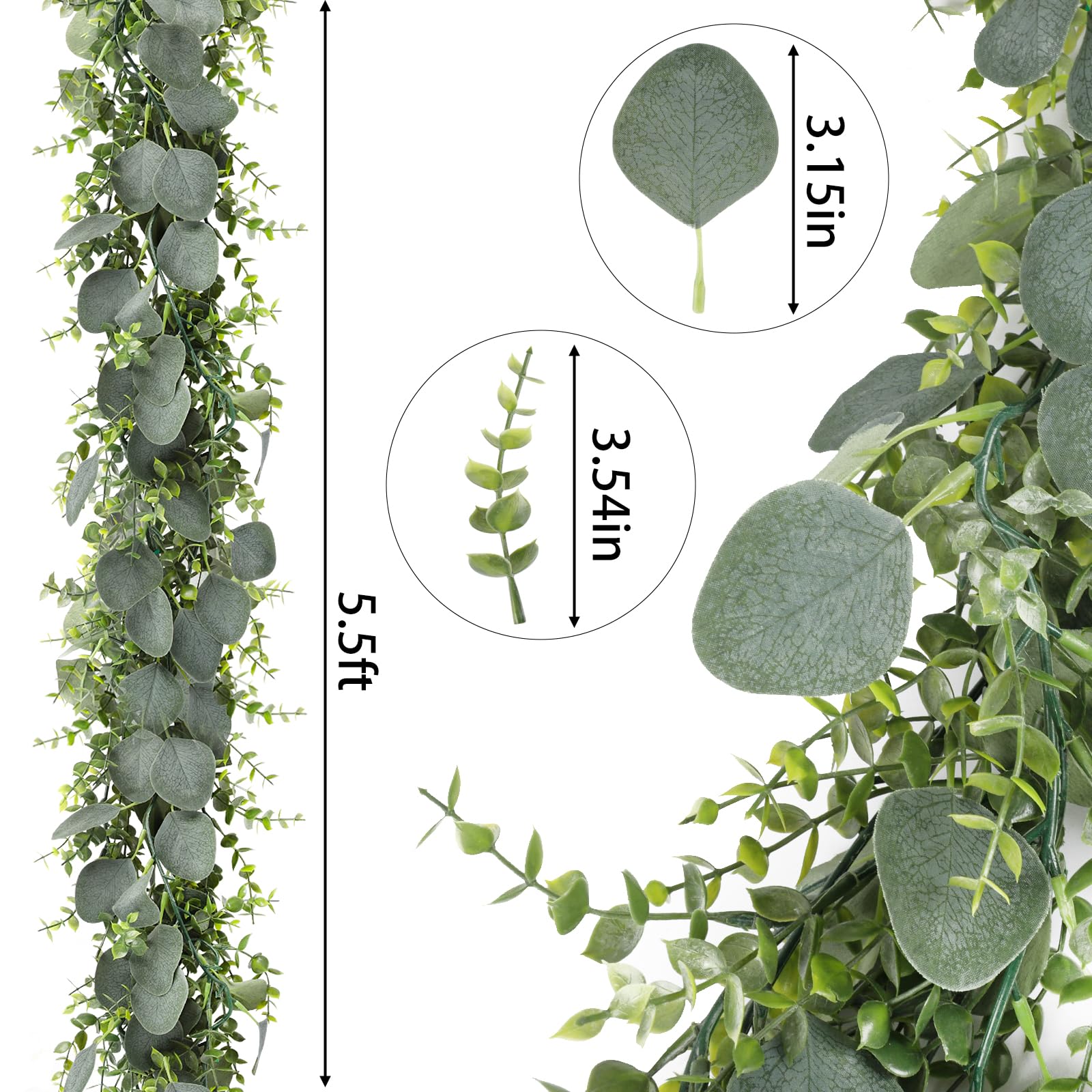 Foto 2 | Guirnalda Artificial de Eucalipto Cewor 5 Piezas de 5.5 Pies - Venta Internacional