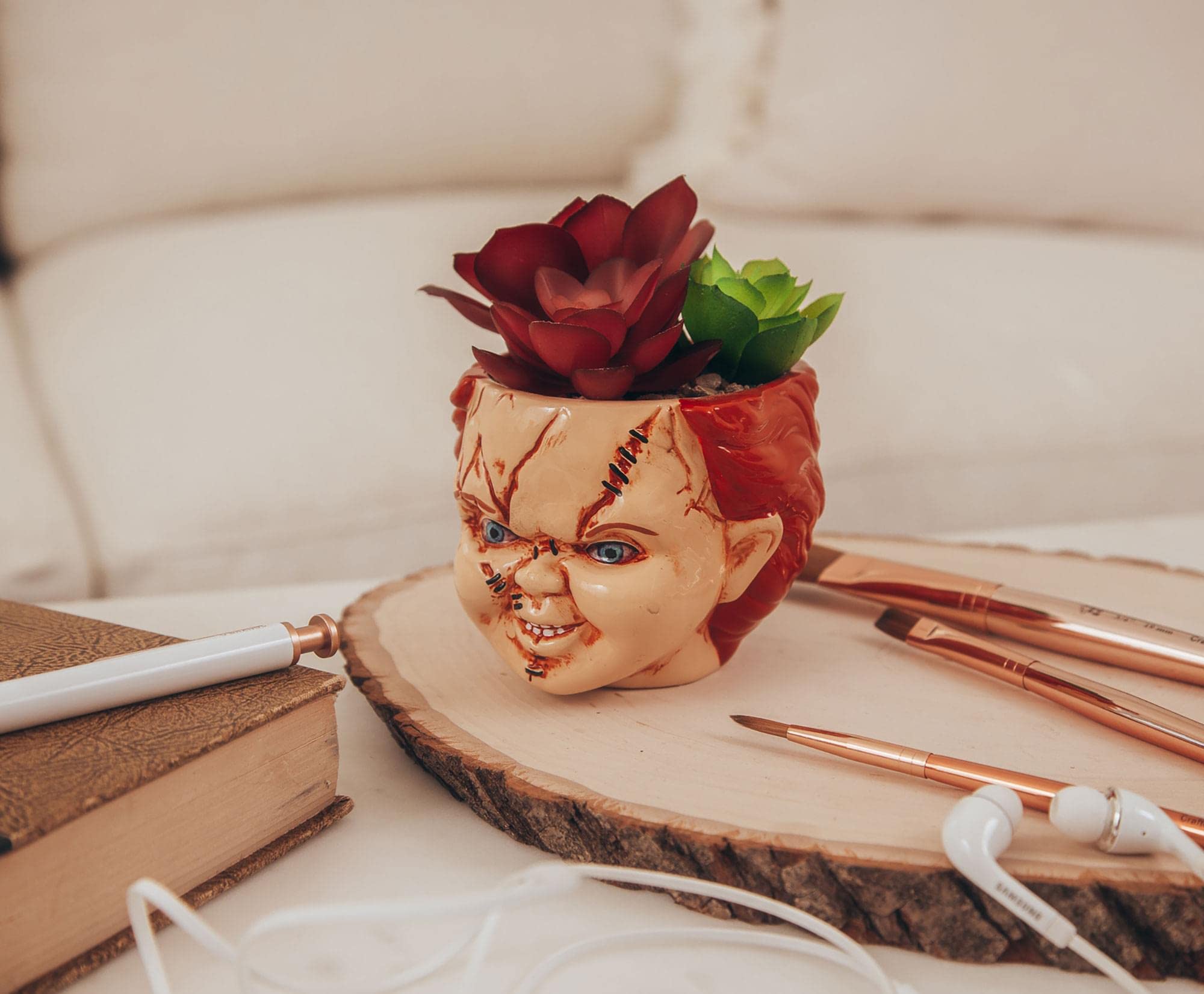 Foto 4 | Mini Maceta De Cerámica Toynk Child's Play Chucky Con Suculentas - Venta Internacional.