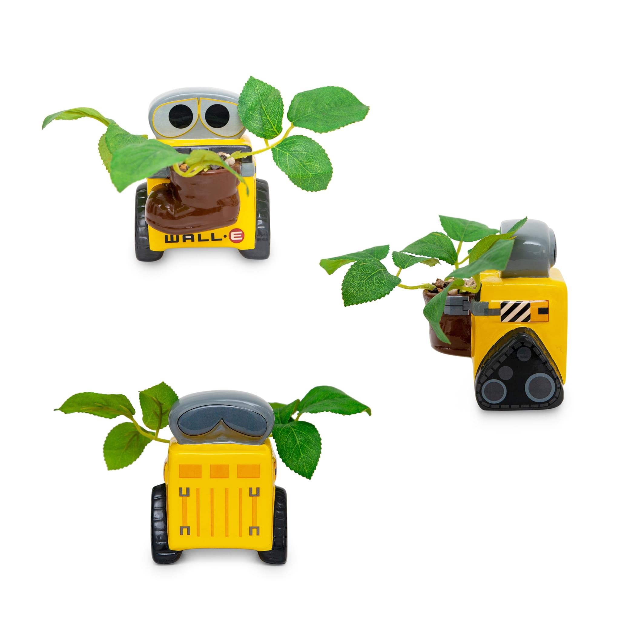 Foto 2 | Minimoleta De Cerámica Plateada Con Diseño De Búfalo Disney Pixar Wall-e Con Suculentas - Venta Internacional.