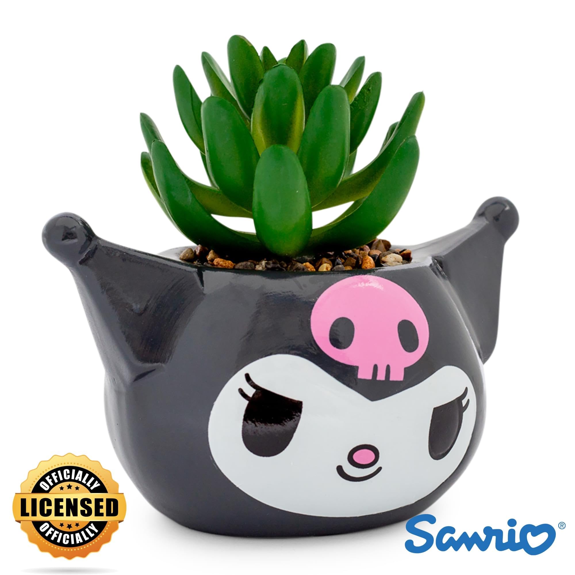 Foto 3 pulgar | Mini Macetero Toynk Sanrio Kuromi Smiling Head Con Suculentas - Venta Internacional.