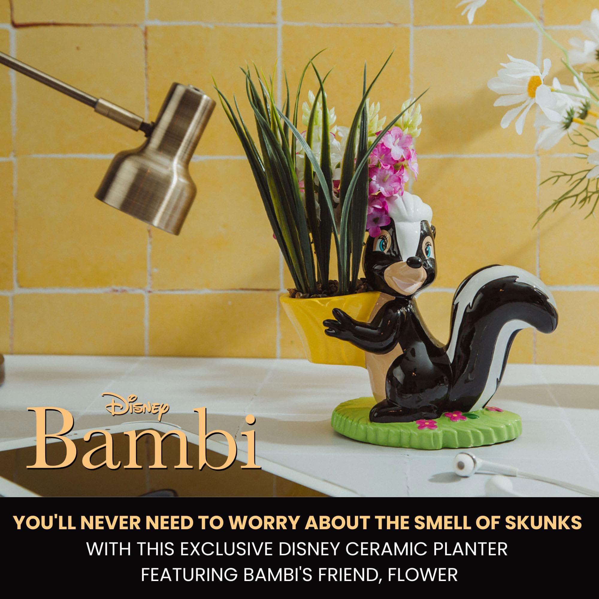 Foto 5 pulgar | Maceta De Cerámica Silver Buffalo Disney Bambi Flower Skunk - Venta Internacional.