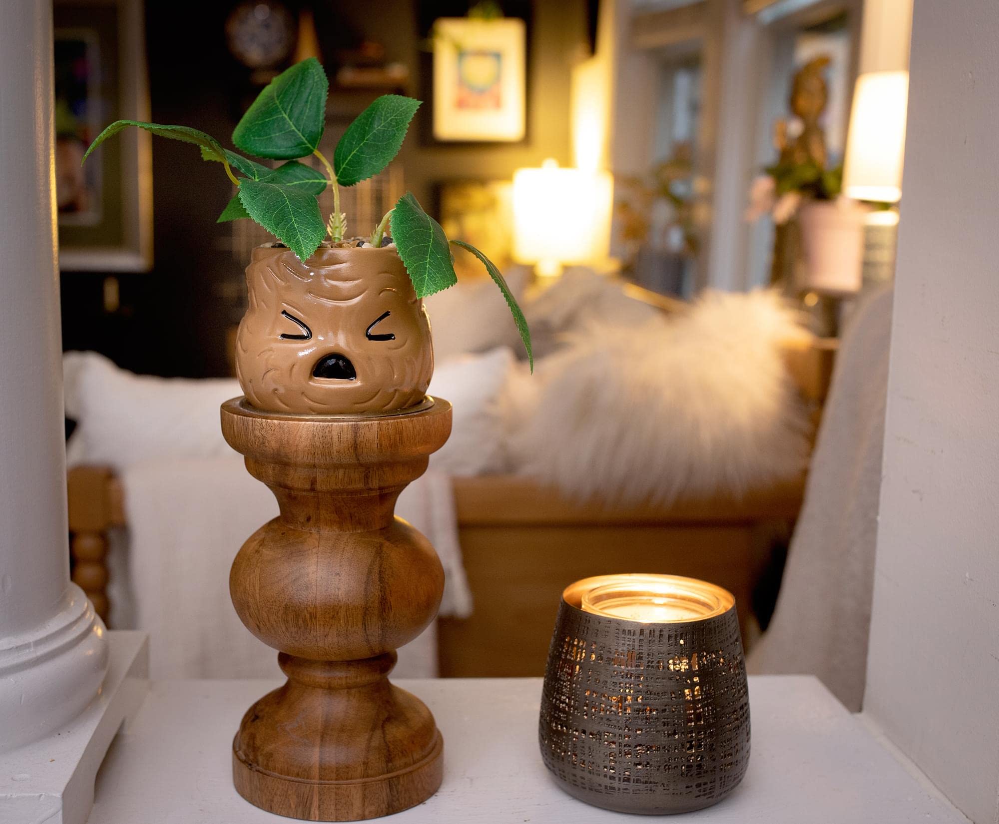 Foto 6 | Planta Decorativa Con Cara De Mandrágora De Búfalo De Harry Potter Plateada - Venta Internacional.