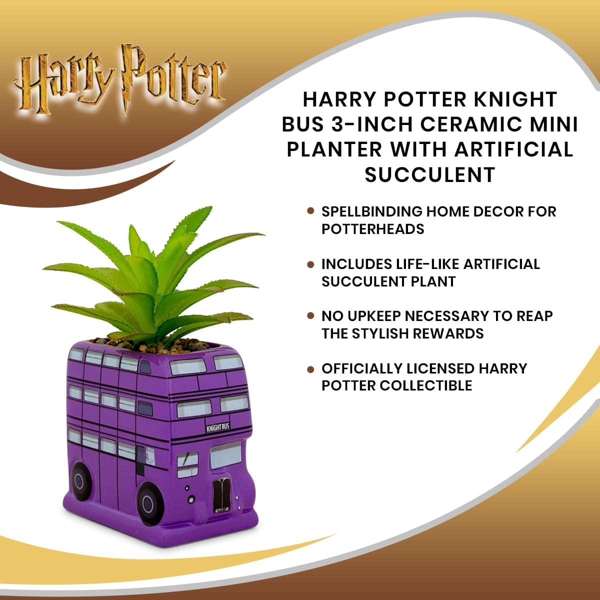 Foto 8 pulgar | Maceta De Cerámica Silver Buffalo Harry Potter Knight Bus Con Suculentas - Venta Internacional.