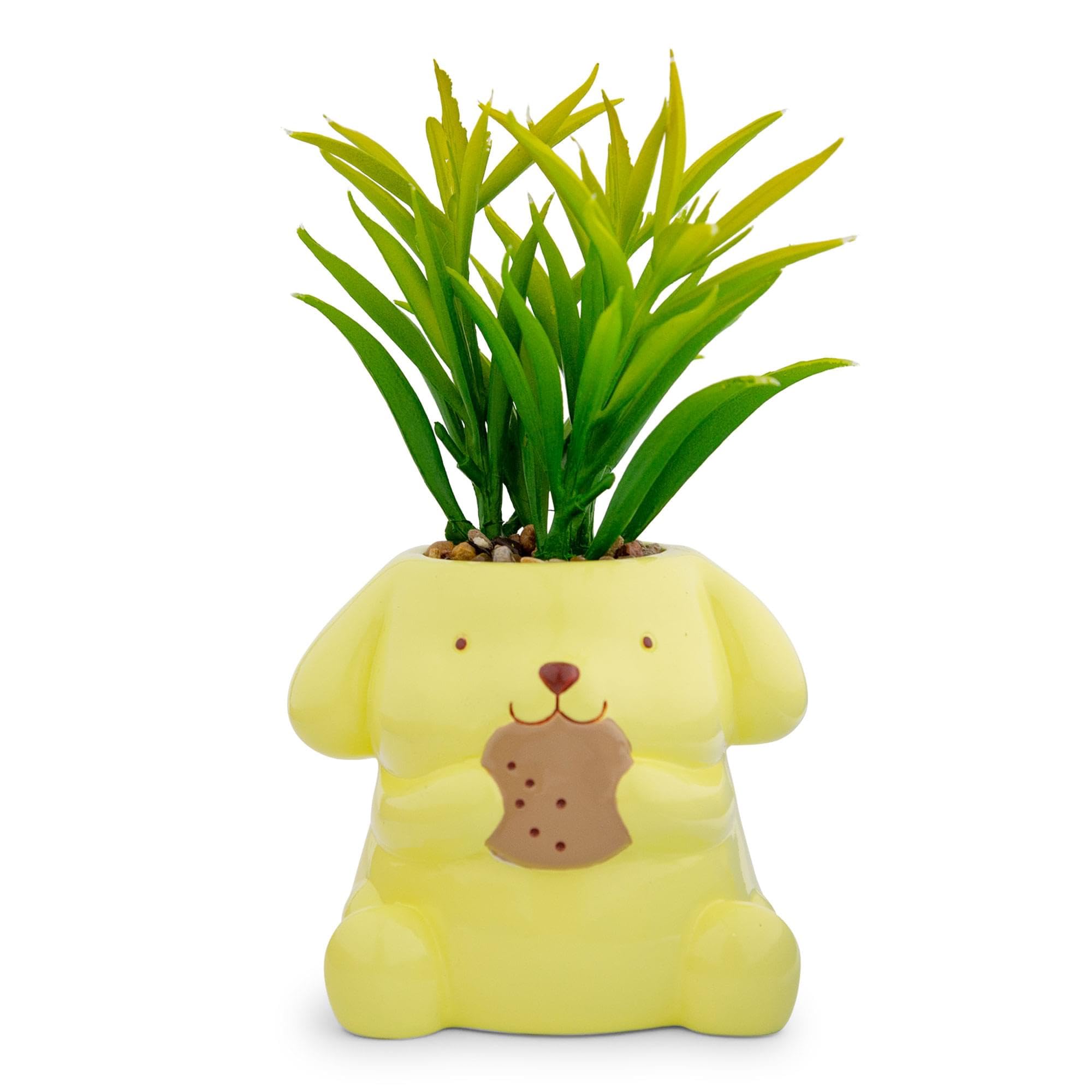 Mini Macetero Sanrio Pompompurin De Cerámica Con Planta Artificial - Venta Internacional.