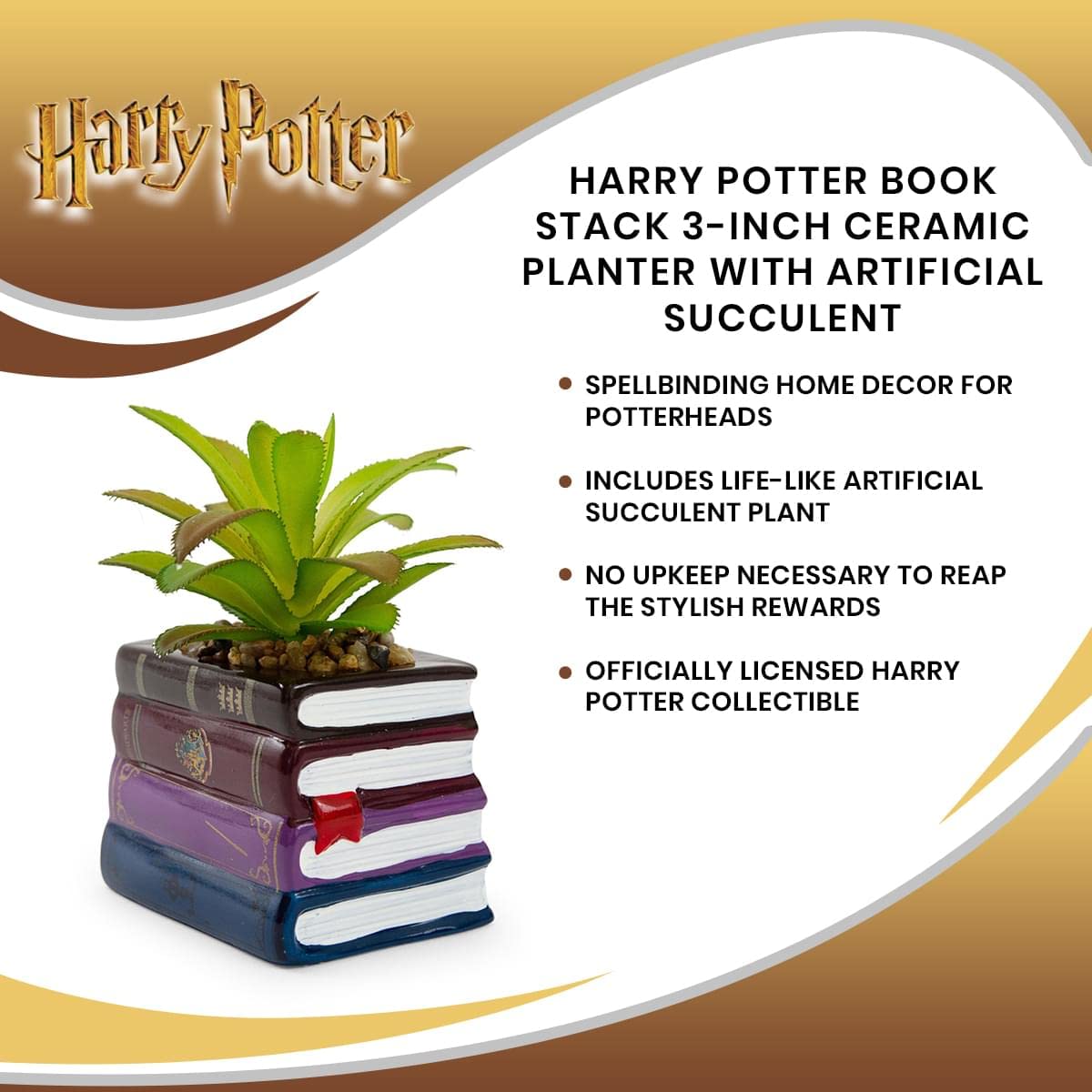 Foto 7 | Maceta De Cerámica Con Forma De Pila De Libros De Harry Potter Con Suculentas Artificiales - Venta Internacional.