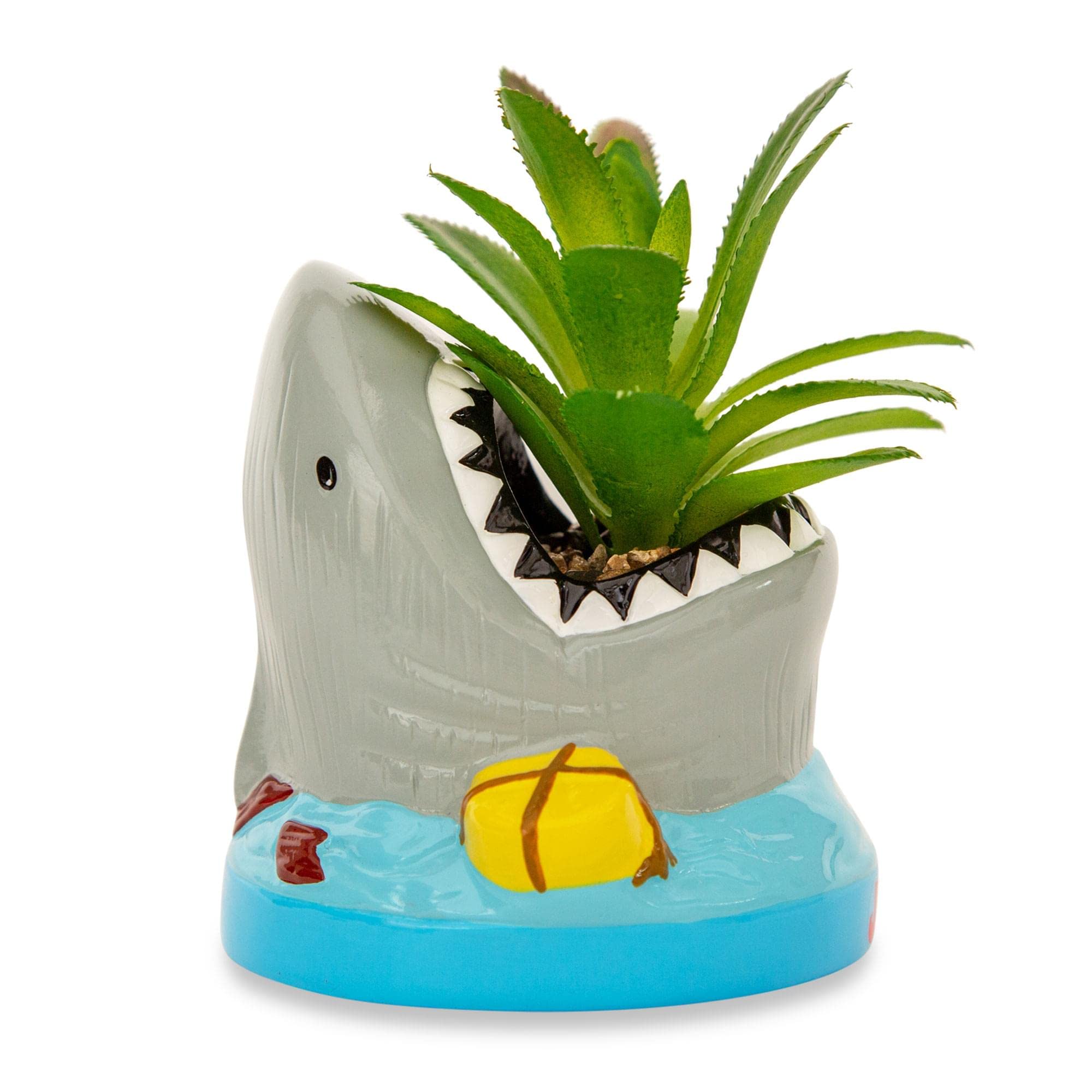 Foto 4 | Mini Maceta Silver Buffalo Jaws Shark Con Suculentas Artificiales - Venta Internacional.
