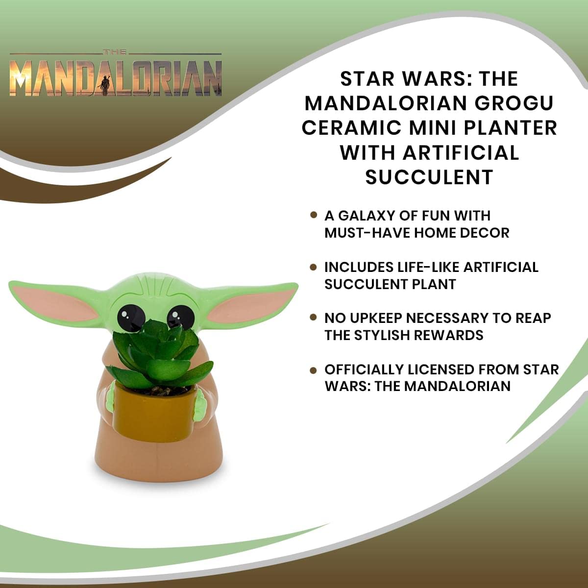 Foto 8 pulgar | Macetero Pequeño De Cerámica Silver Buffalo Star Wars Grogu De 10 Cm - Venta Internacional.