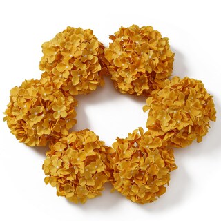 Foto 1 | Cabezas Artificiales De Hortensia Duhouse Silk, 6 Unidades, Color Amarillo Mostaza - Venta Internacional.