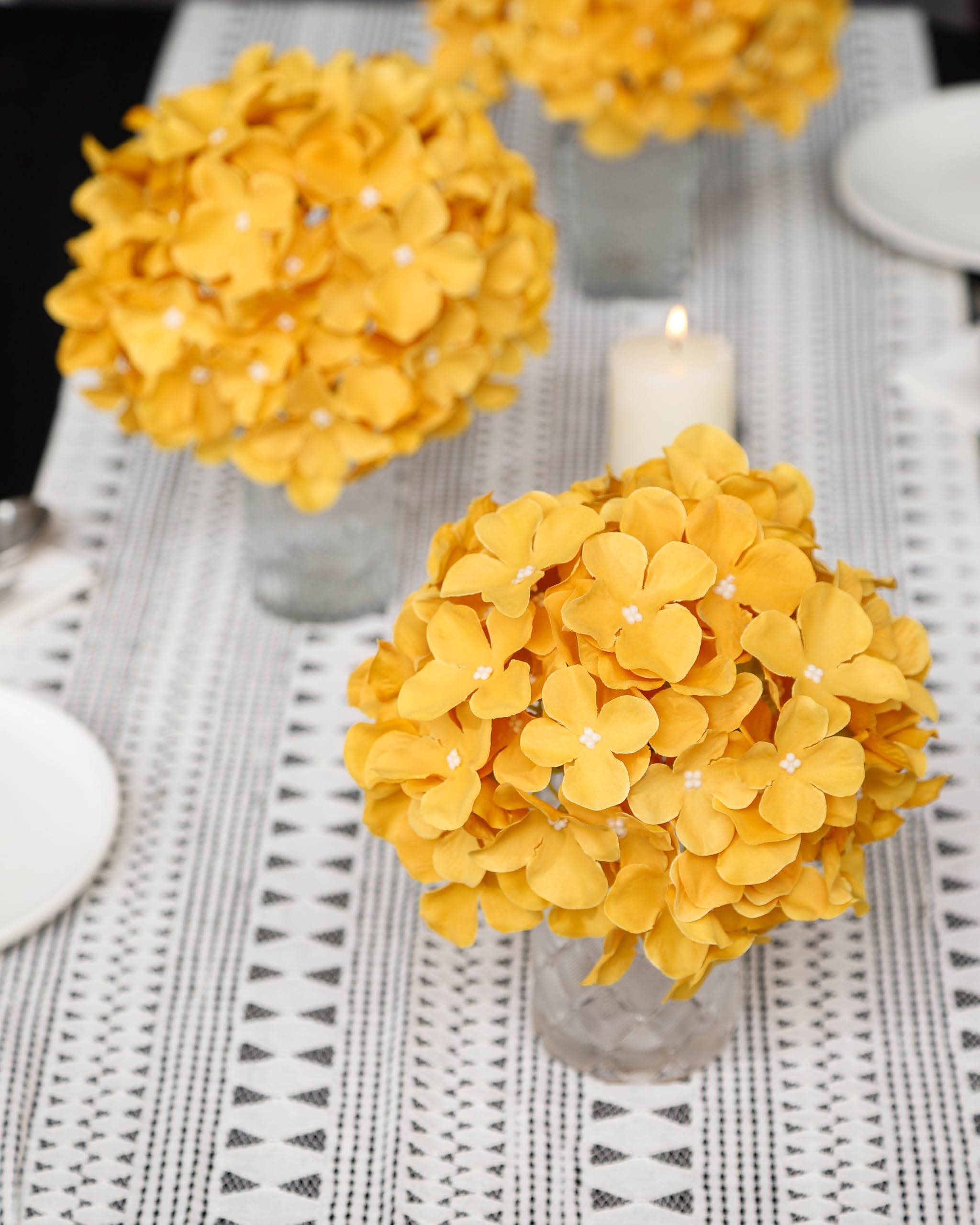 Foto 4 | Cabezas Artificiales De Hortensia Duhouse Silk, 6 Unidades, Color Amarillo Mostaza - Venta Internacional.