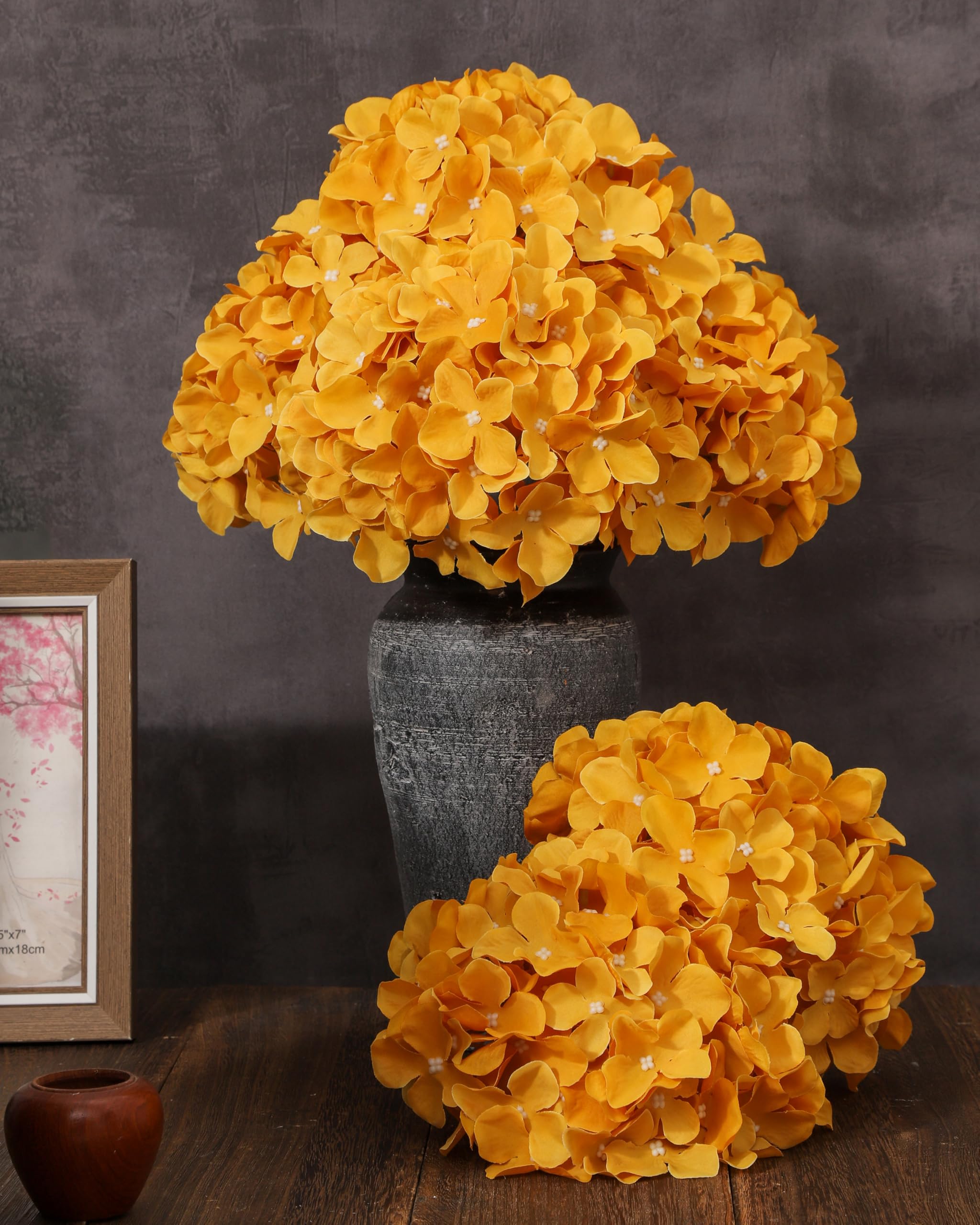 Foto 5 | Cabezas Artificiales De Hortensia Duhouse Silk, 6 Unidades, Color Amarillo Mostaza - Venta Internacional.