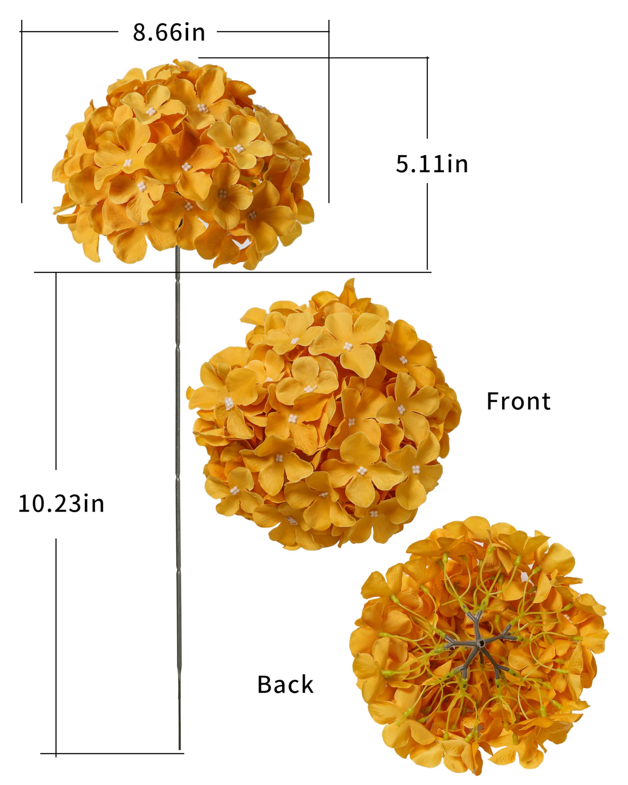 Foto 6 | Cabezas Artificiales De Hortensia Duhouse Silk, 6 Unidades, Color Amarillo Mostaza - Venta Internacional.