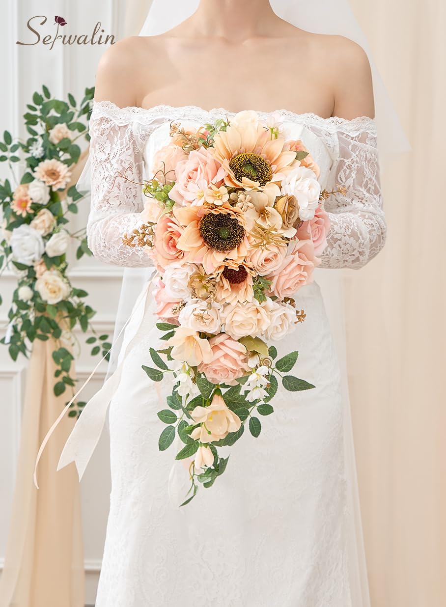 Foto 2 | Ramos De Boda Serwalin, 28 Cm, Para Novia, Dama De Honor, Champán - Venta Internacional.