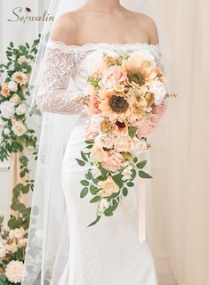 Foto 3 | Ramos De Boda Serwalin, 28 Cm, Para Novia, Dama De Honor, Champán - Venta Internacional.