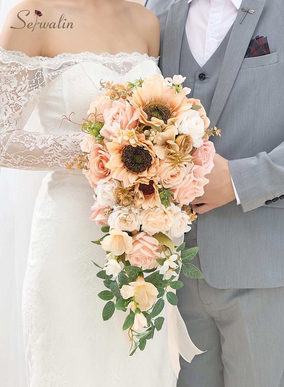Foto 5 pulgar | Ramos De Boda Serwalin, 28 Cm, Para Novia, Dama De Honor, Champán - Venta Internacional.
