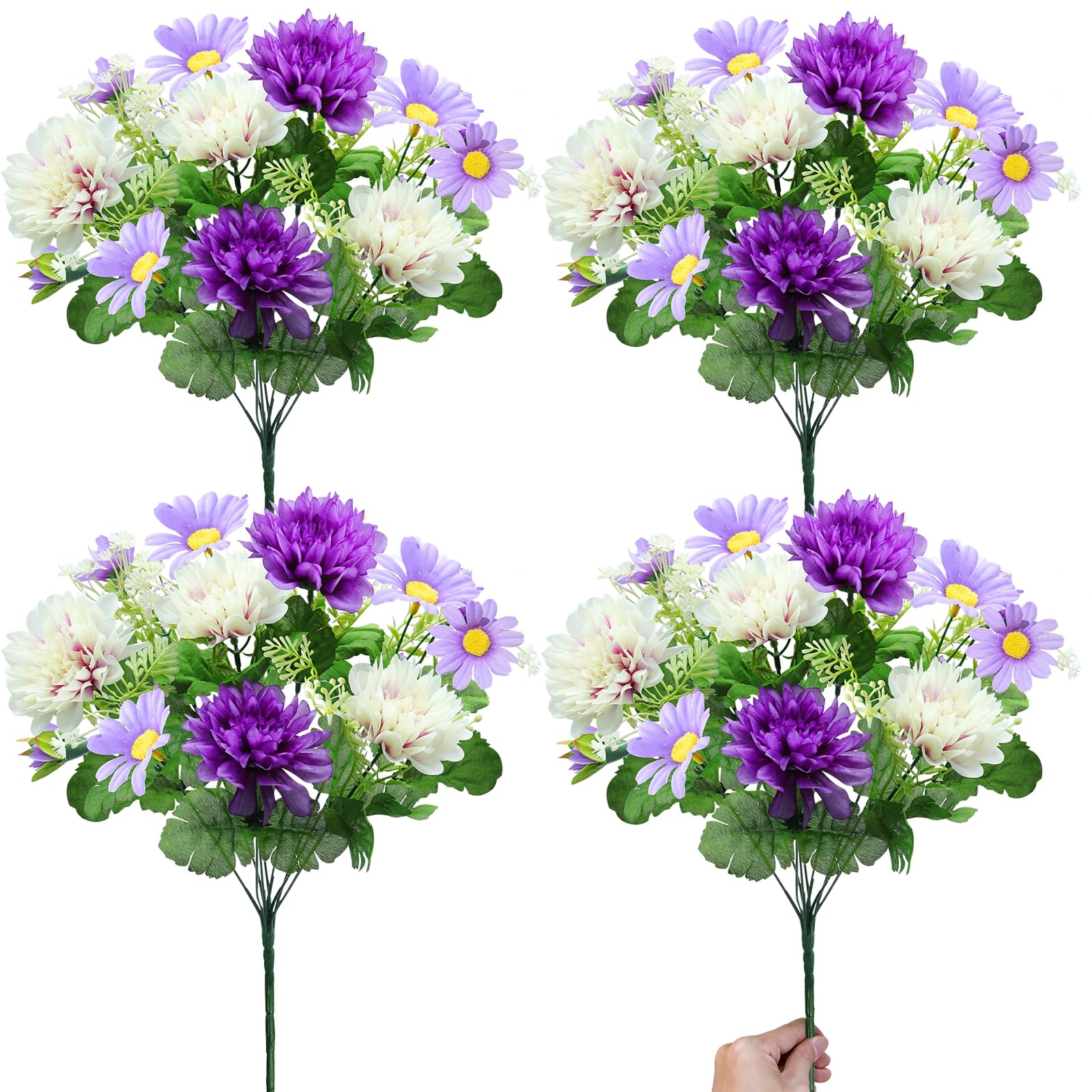 Flores Artificiales Turnmeon, 48 Cabezas, Dalia, Margaritas, Color Morado - Venta Internacional. $883