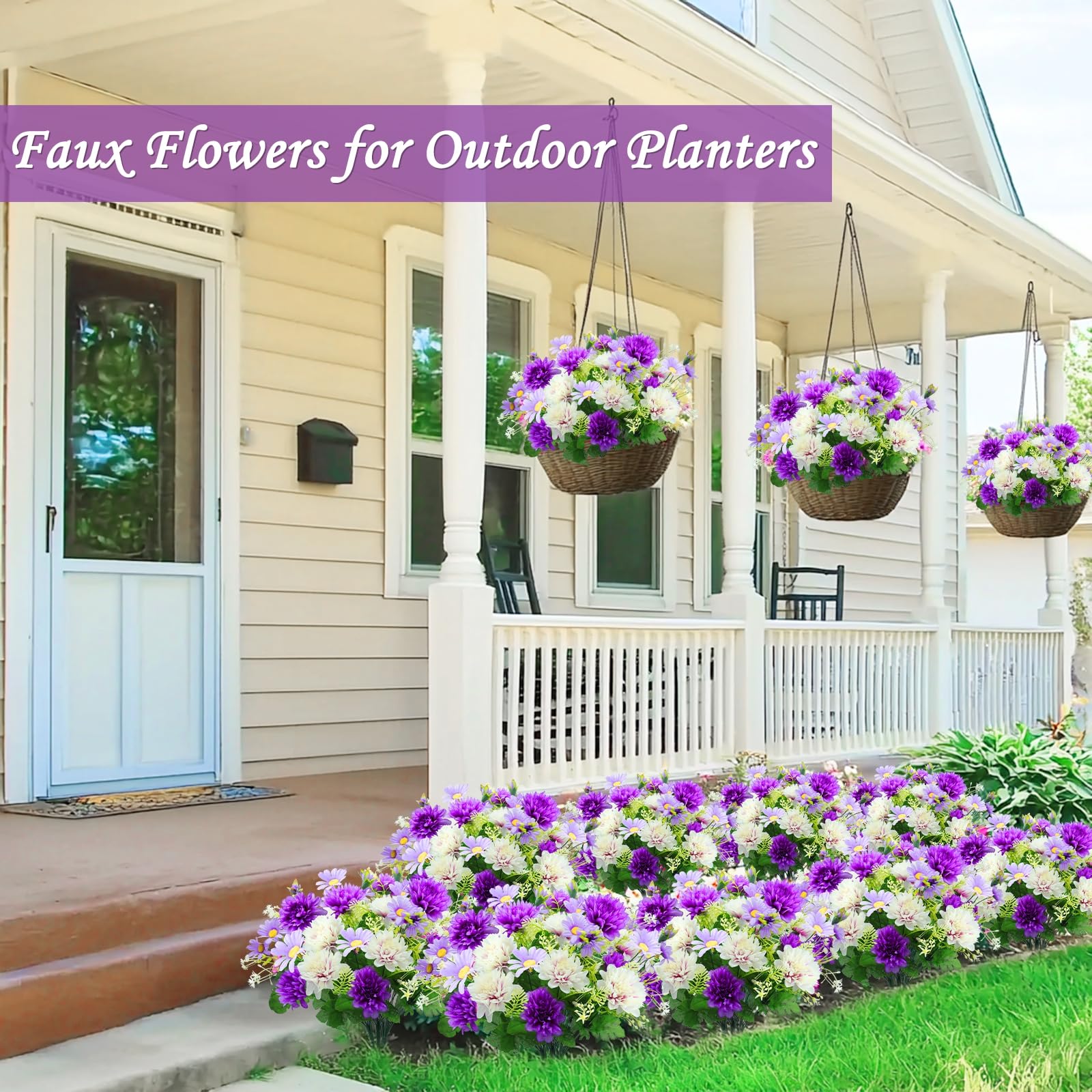 Foto 6 | Flores Artificiales Turnmeon, 48 Cabezas, Dalia, Margaritas, Color Morado - Venta Internacional.
