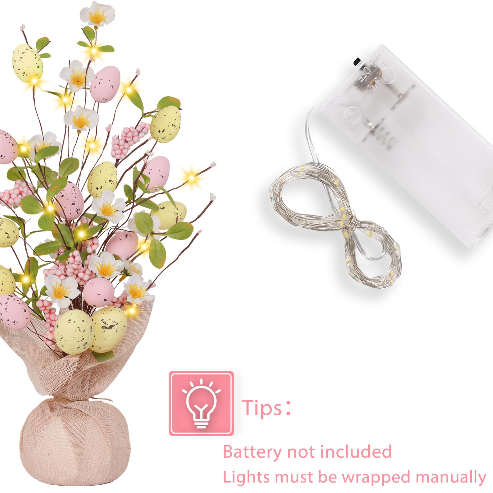 Foto 4 pulgar | Árbol De Pascua Xmasexp De 18 Pulgadas Con Huevos Y Batería De Luces Led - Venta Internacional.