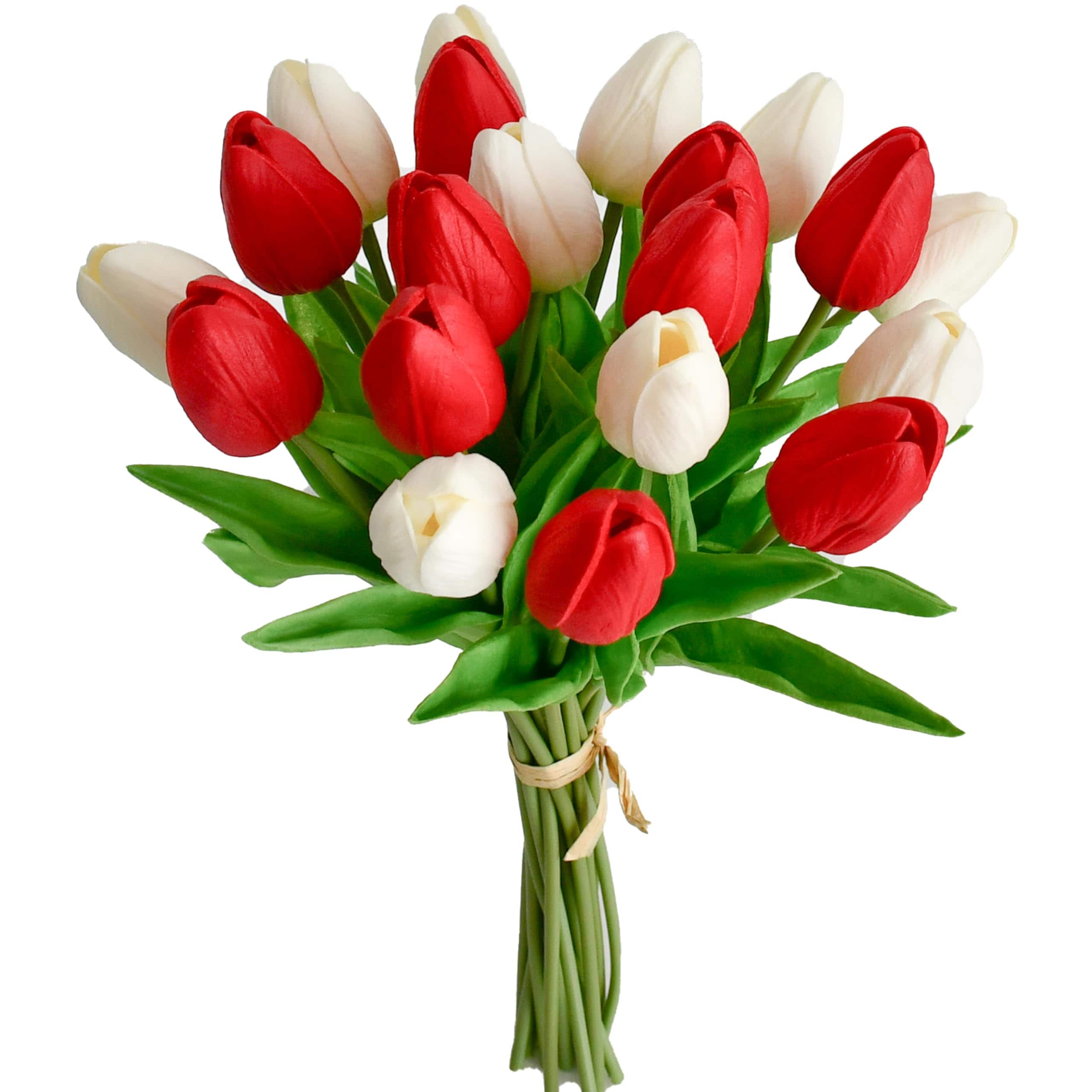 Flores Artificiales De Seda De Tulipán Falsas Mandy, Rojas Y Blancas - Venta Internacional. $689