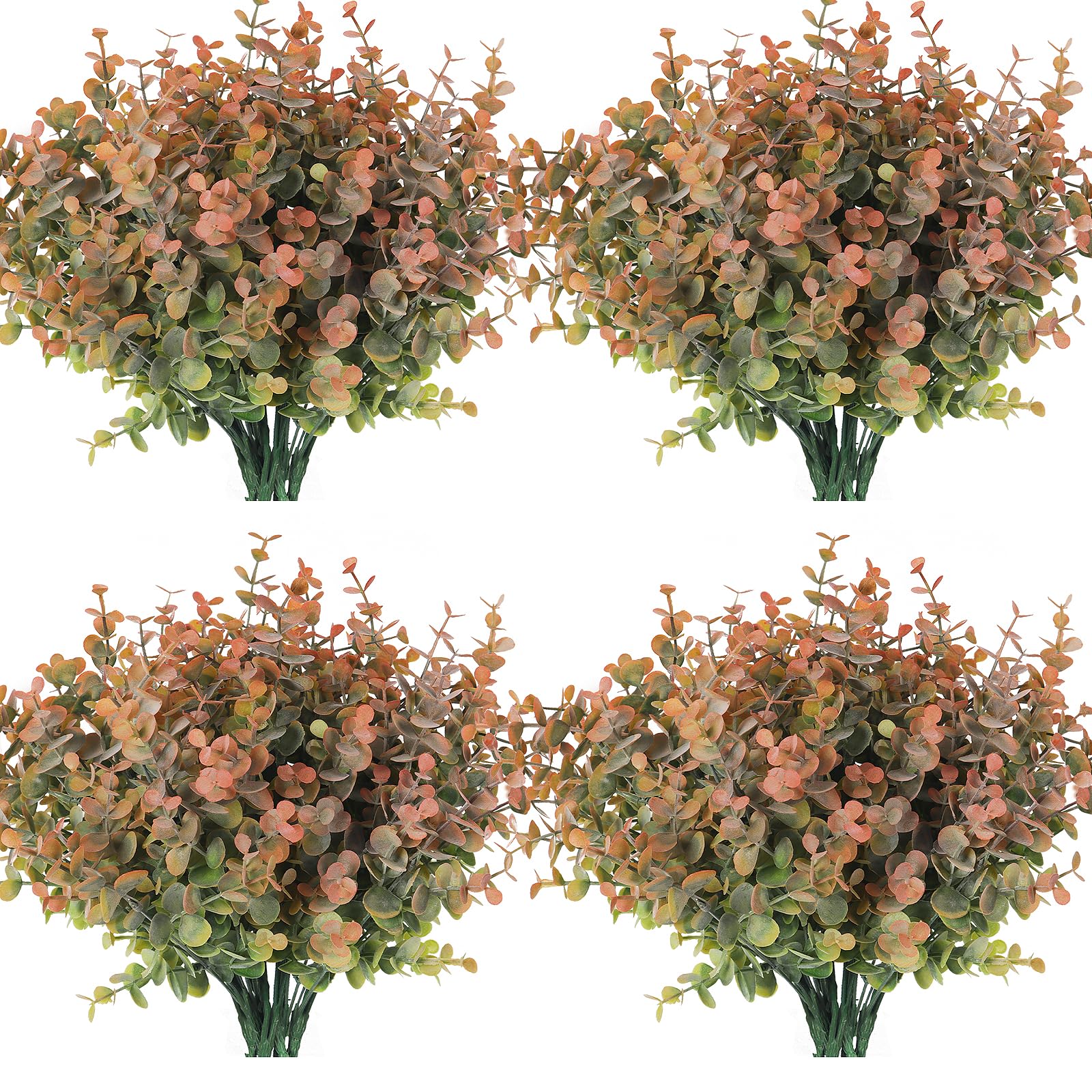 Foto 2 pulgar | Plantas Artificiales Recutms, Tallos De Eucalipto Falsos, 12 Unidades, Color Naranja Empolvado - Venta Internacional.