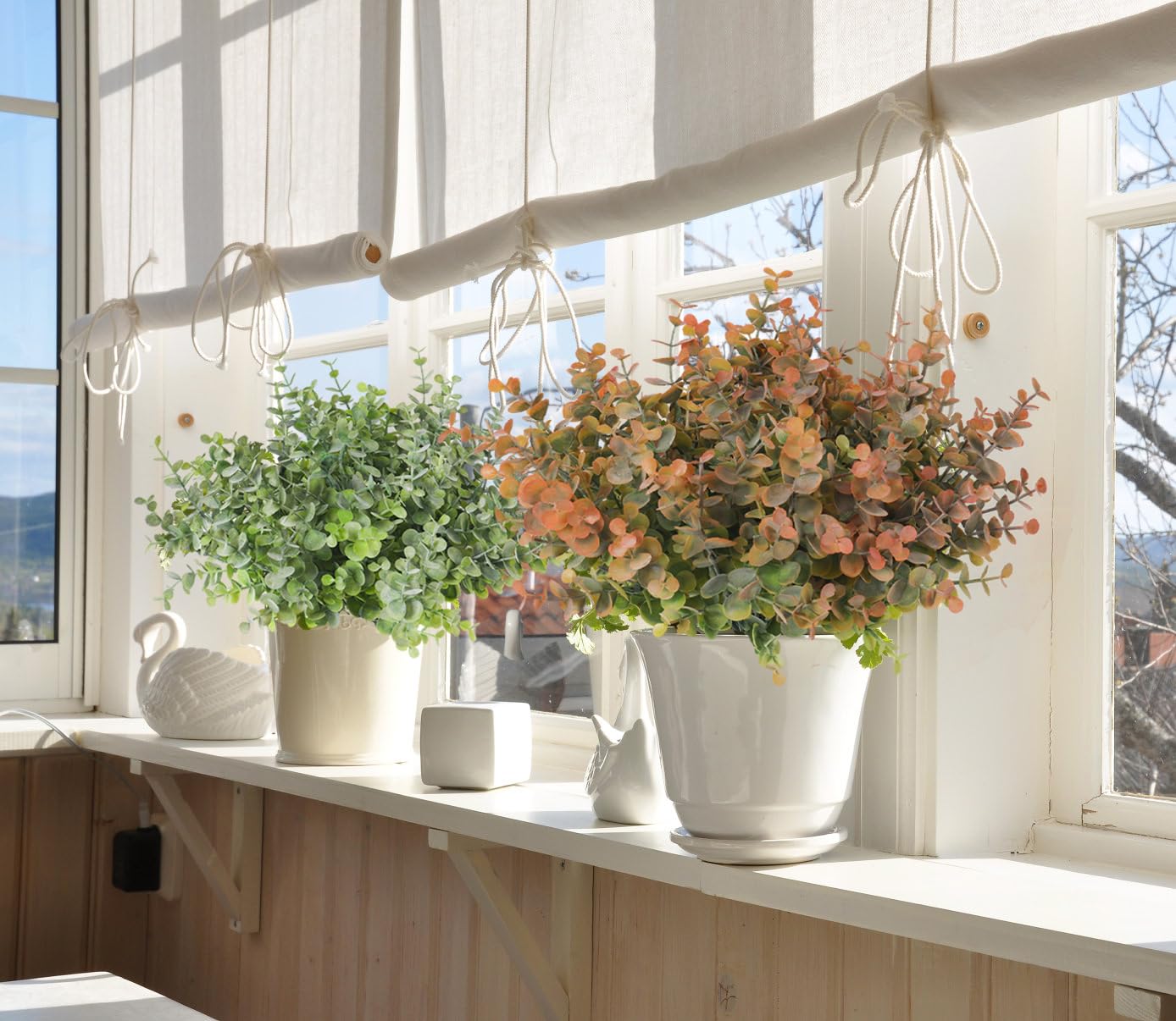 Foto 3 | Plantas Artificiales Recutms, Tallos De Eucalipto Falsos, 12 Unidades, Color Naranja Empolvado - Venta Internacional.