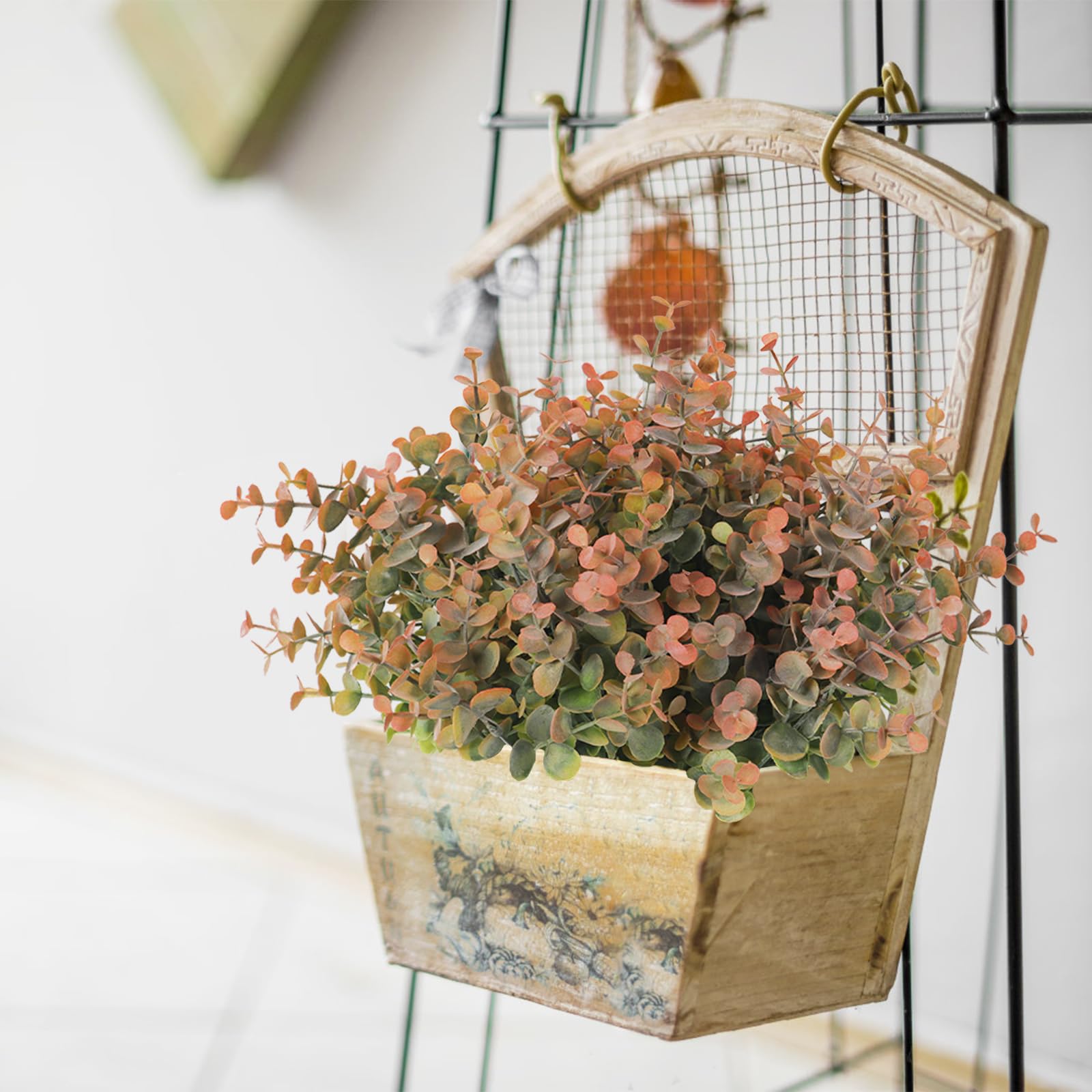 Foto 7 | Plantas Artificiales Recutms, Tallos De Eucalipto Falsos, 12 Unidades, Color Naranja Empolvado - Venta Internacional.