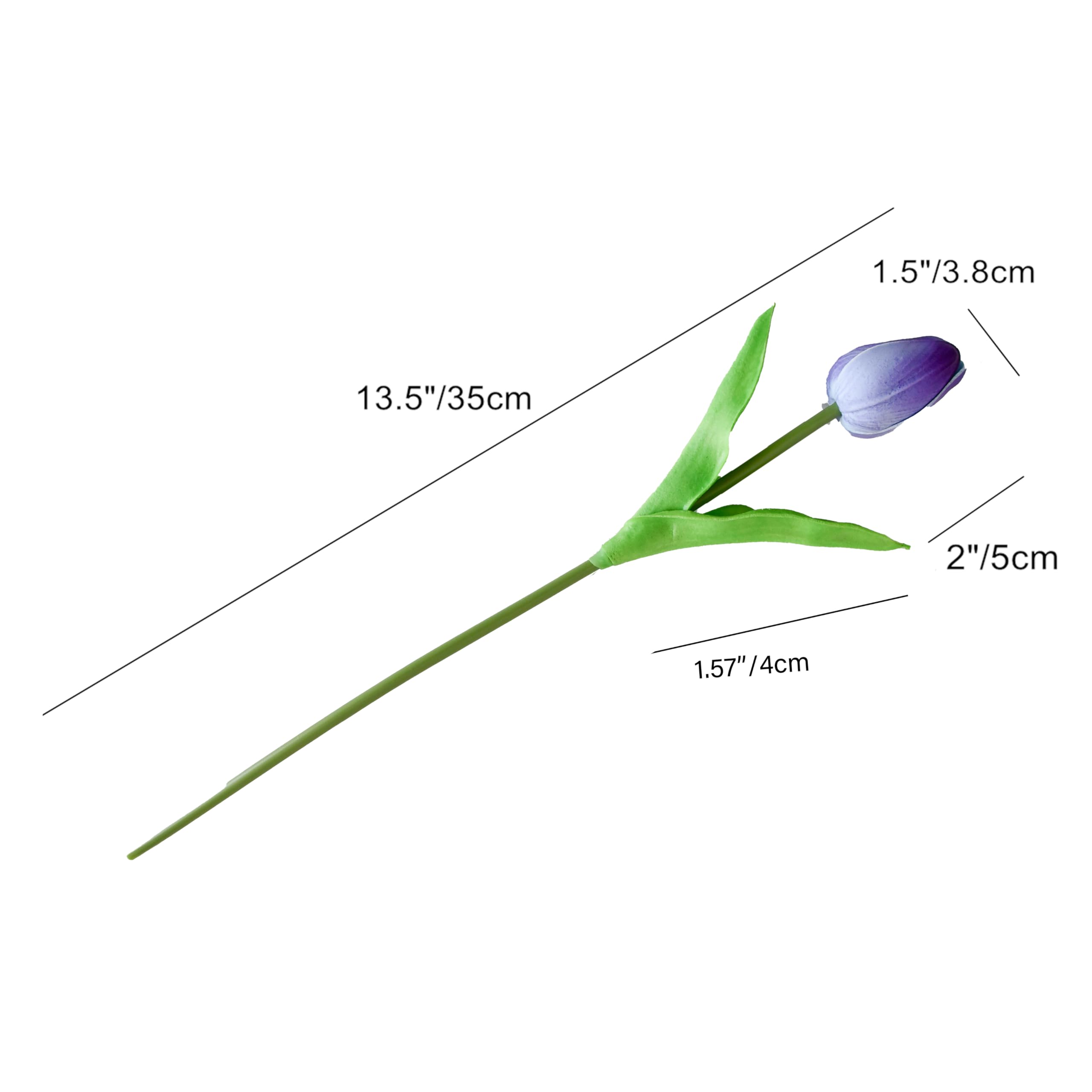 Foto 2 | Flores Artificiales De Seda Con Forma De Tulipán, Color Morado Mandy, 20 X 35 Cm - Venta Internacional.
