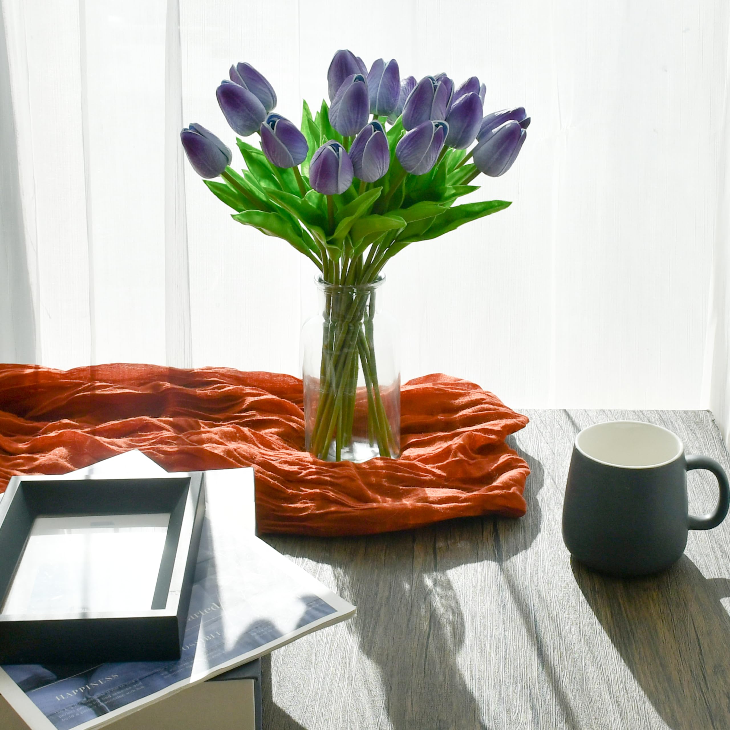Foto 4 | Flores Artificiales De Seda Con Forma De Tulipán, Color Morado Mandy, 20 X 35 Cm - Venta Internacional.