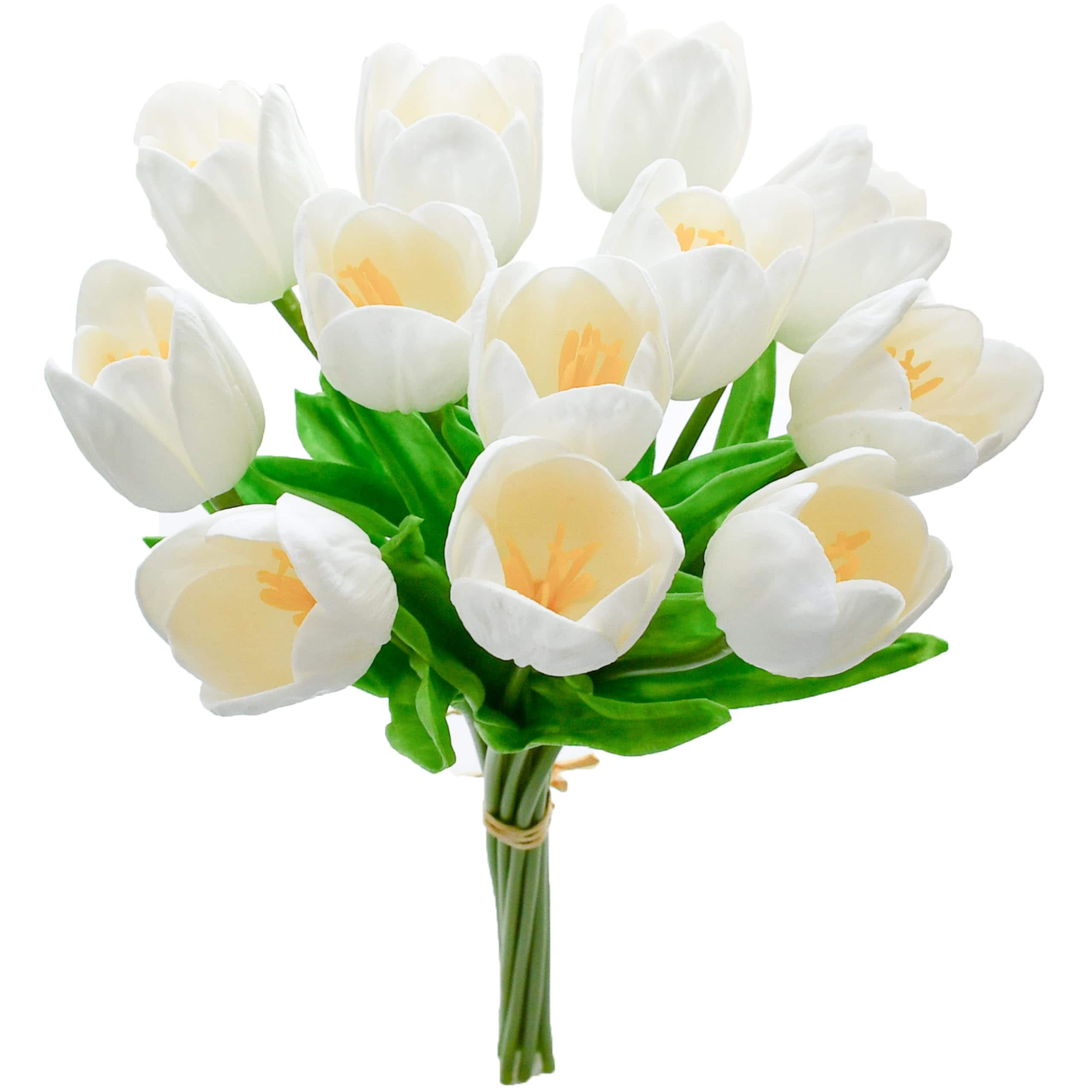 Flores Artificiales De Seda Con Forma De Tulipán, Color Blanco Mandy, 12 X 35 Cm - Venta Internacional. $676