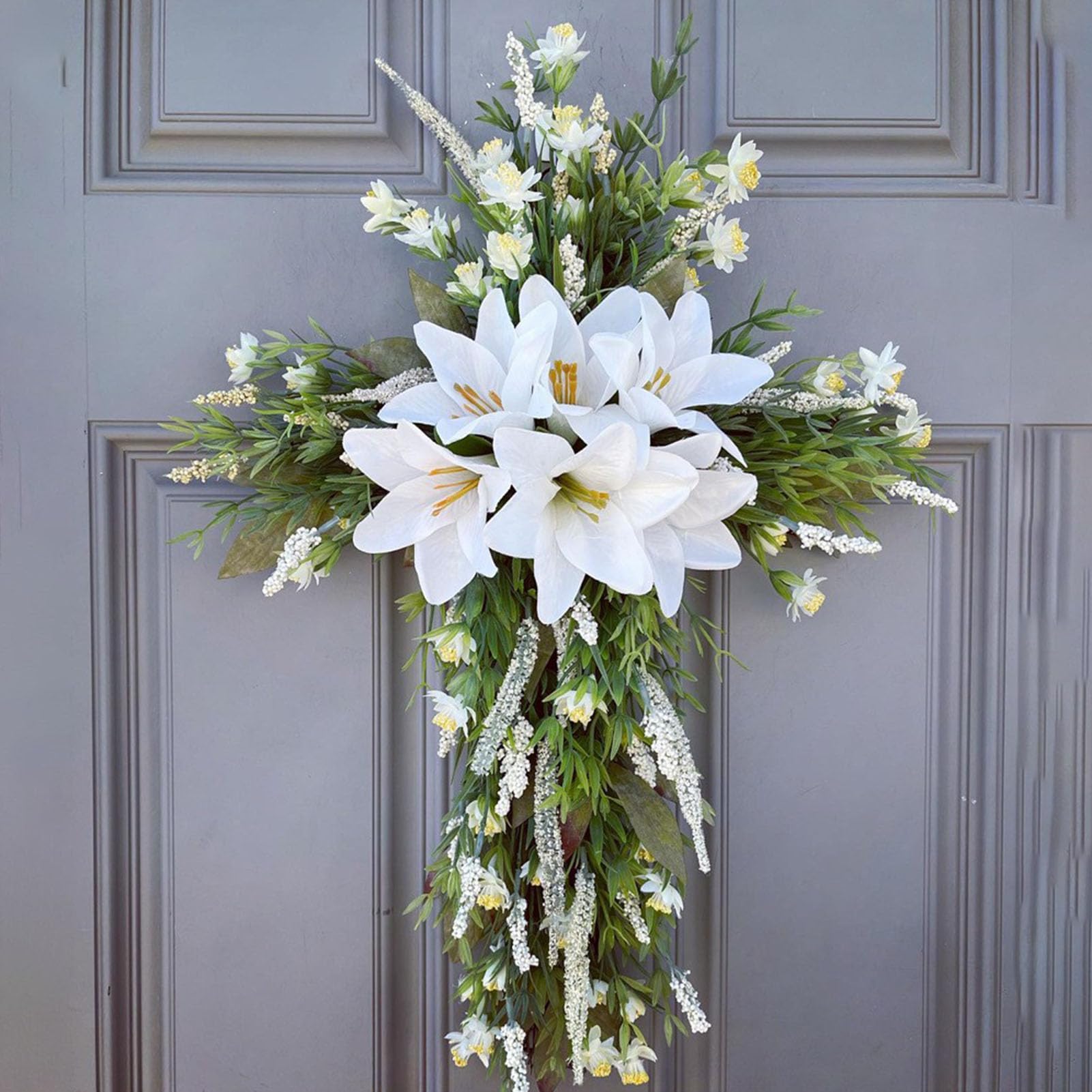 Foto 4 pulgar | Corona Genérica De Ratán Blanco Y Morado Para Puerta Delantera De Pascua, 40 Cm - Venta Internacional.