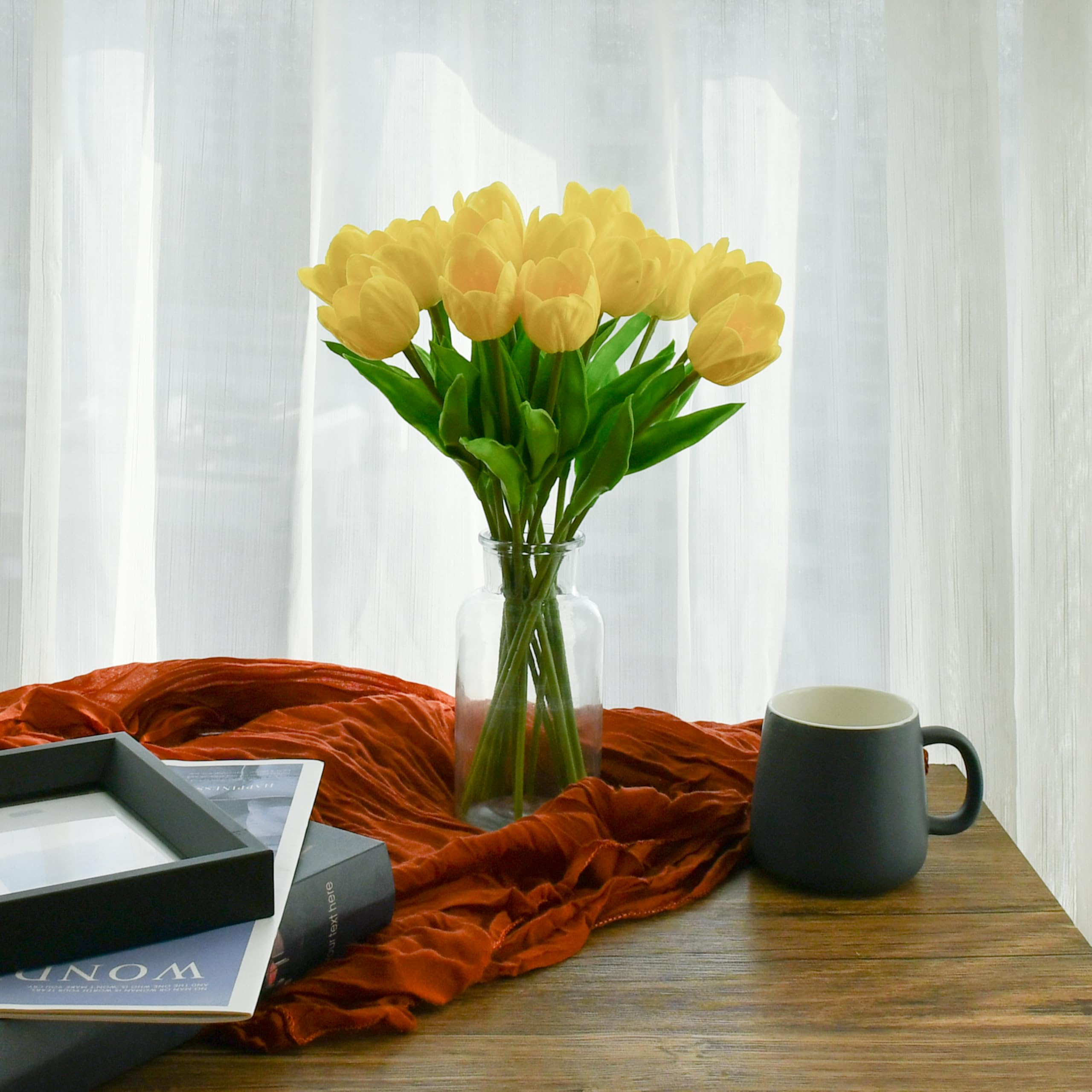 Foto 4 | Flores Artificiales De Seda Con Forma De Tulipán, Color Amarillo Mandy, 12 X 35 Cm - Venta Internacional.