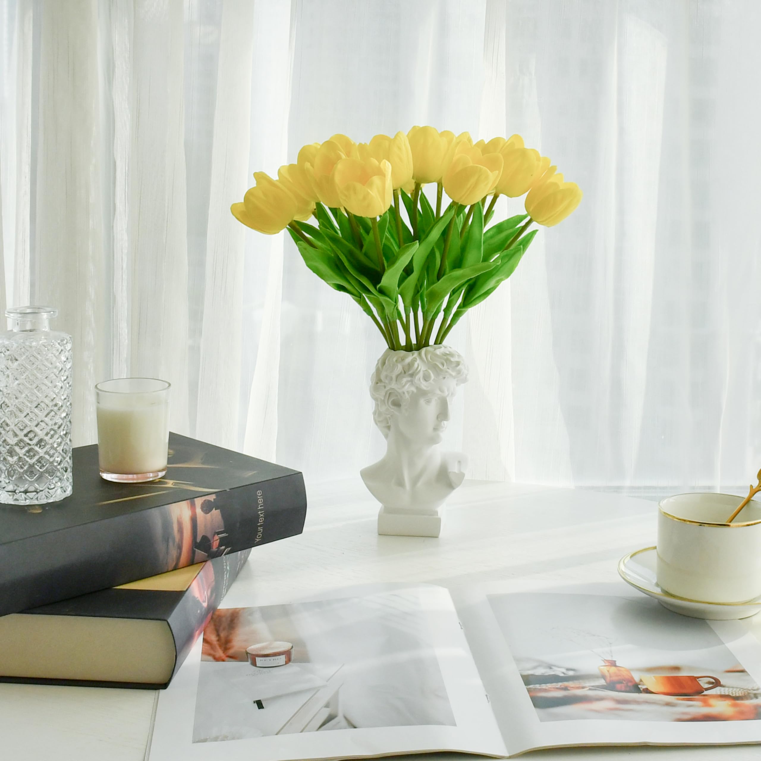 Foto 6 | Flores Artificiales De Seda Con Forma De Tulipán, Color Amarillo Mandy, 12 X 35 Cm - Venta Internacional.