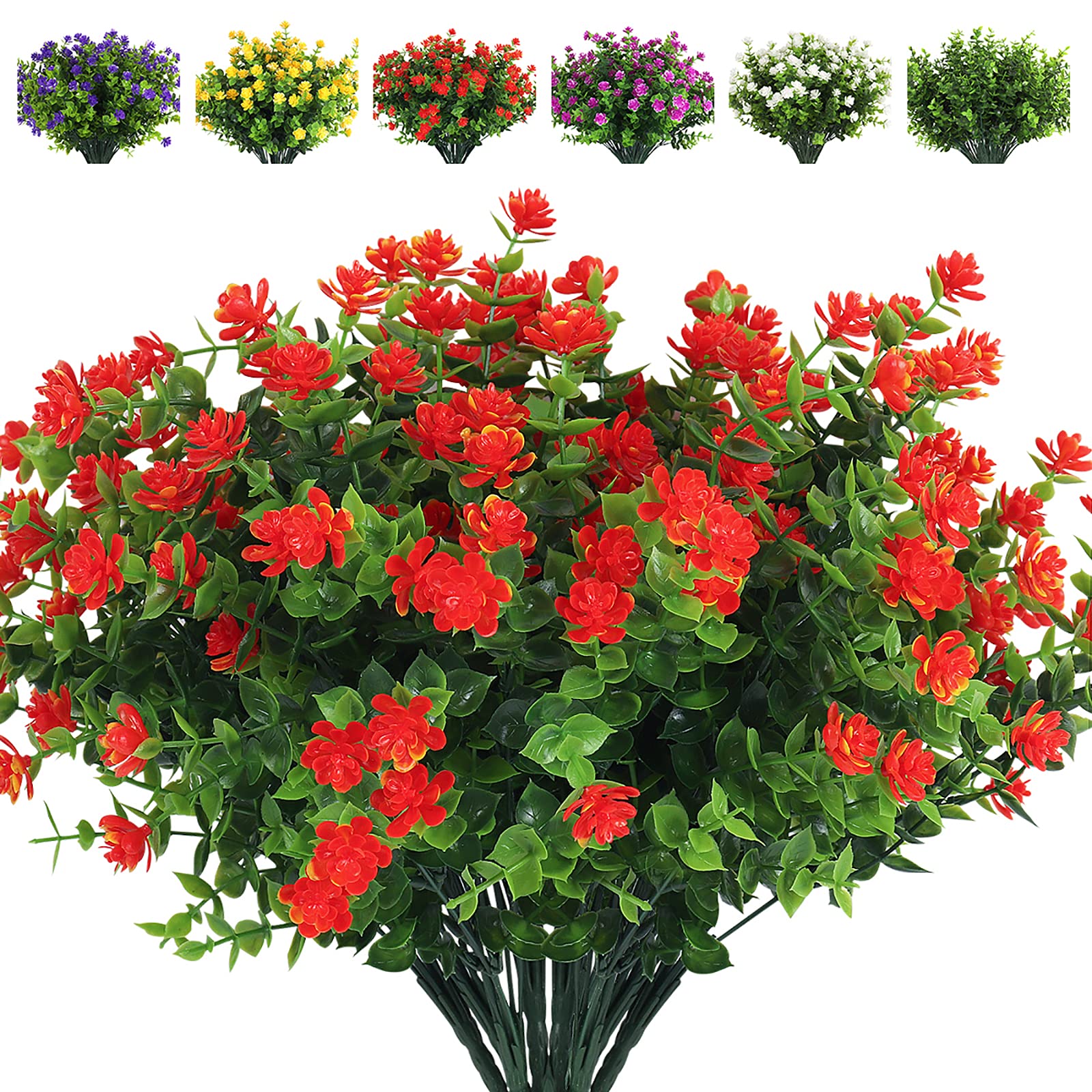 Flores Artificiales Recutms, 8 Paquetes, Para Exteriores, Resistentes A Los Rayos Uv - Venta Internacional.