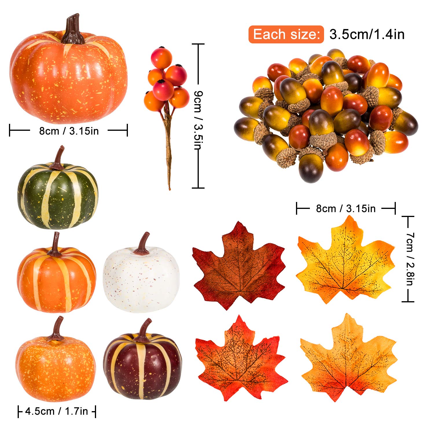 Foto 2 | Set De Hojas Artificiales De Arce Y Calabaza Whaline, 160 Unidades - Venta Internacional.