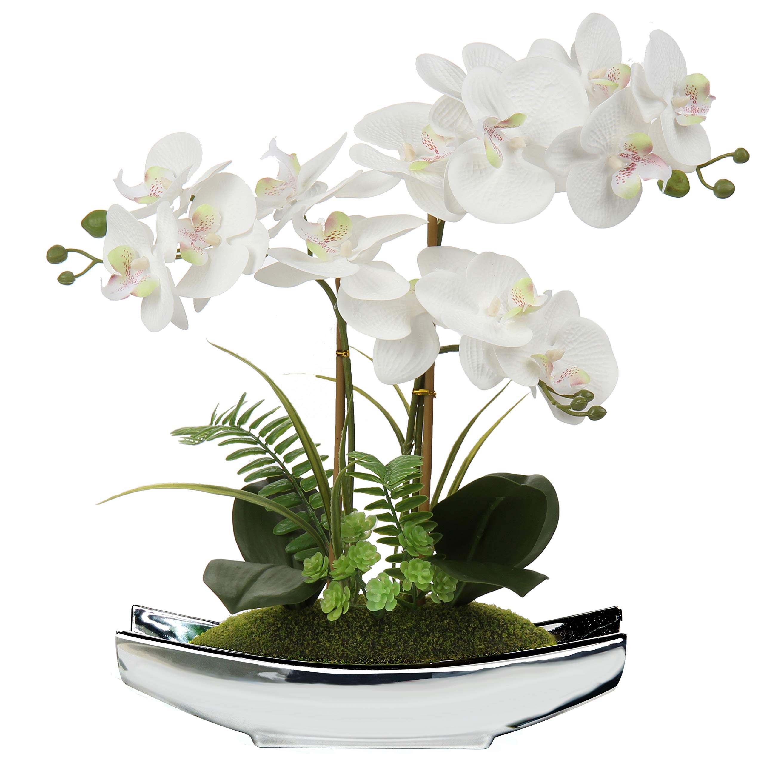 Flores Artificiales Briful Orquídeas Blancas Phalaenopsis X15 - Venta Internacional.