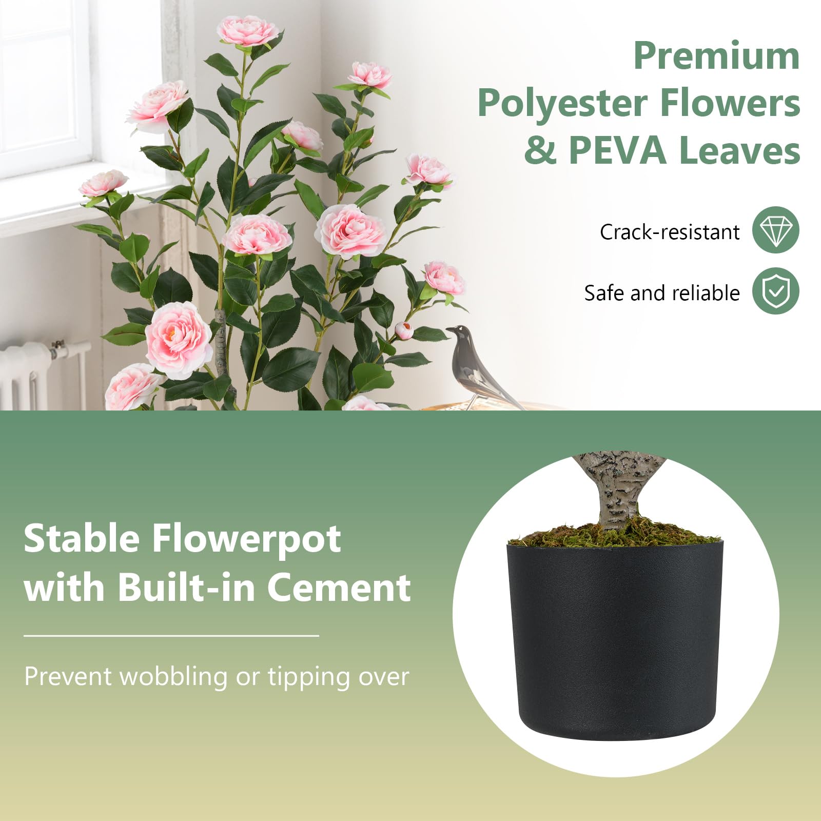 Foto 5 pulgar | Árbol De Camelia Artificial Goplus De 36 Pulgadas, Paquete De 2 Con Maceta, Rosa - Venta Internacional.