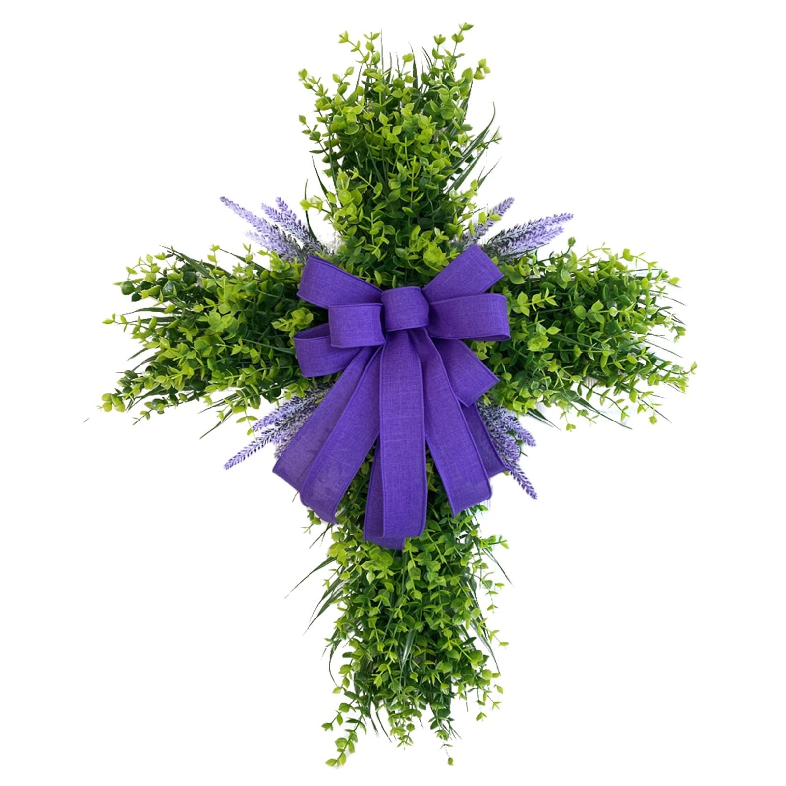 Foto 2 pulgar | Corona De Cruz De Pascua De 40 Cm Para Puerta De Entrada Con Lazo De Arpillera, Decoración Rústica - Venta Internacio