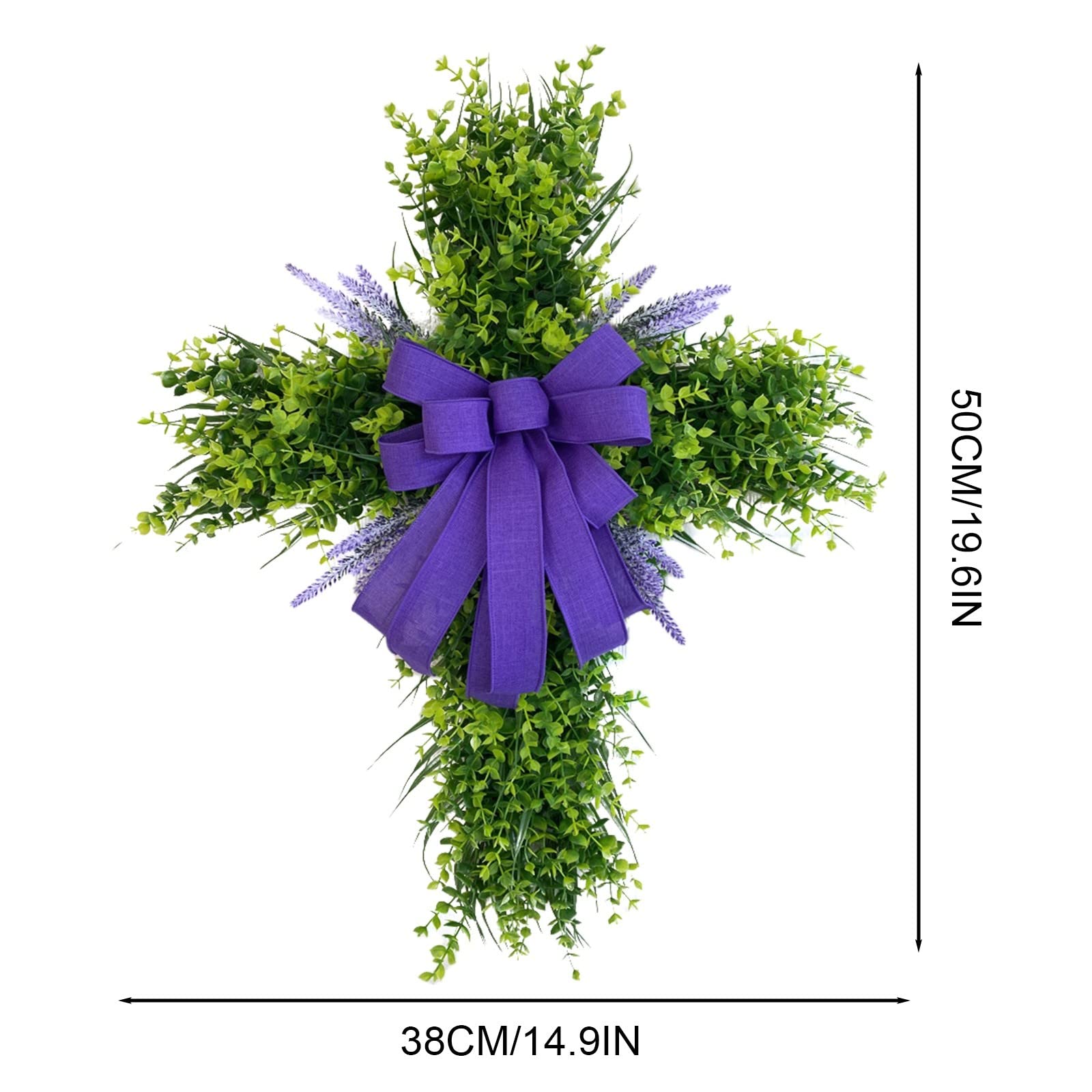 Foto 3 pulgar | Corona De Cruz De Pascua De 40 Cm Para Puerta De Entrada Con Lazo De Arpillera, Decoración Rústica - Venta Internacio