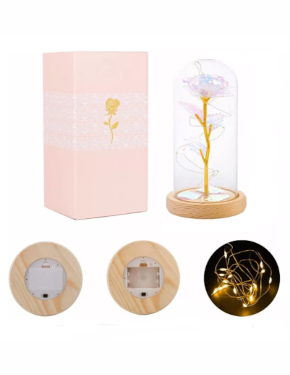 Foto 4 pulgar | Flor Eterna De Cristal Luz Led + Termo Güish Gratis